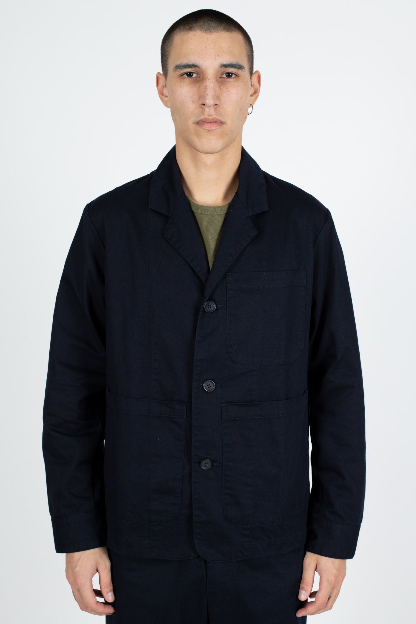 Box Blazer, Broken Twill, Navy