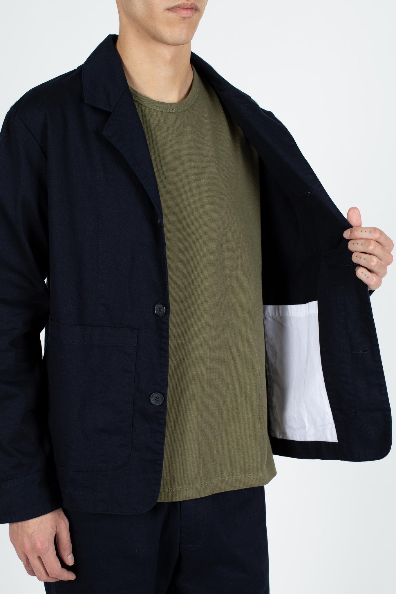 Box Blazer, Broken Twill, Navy