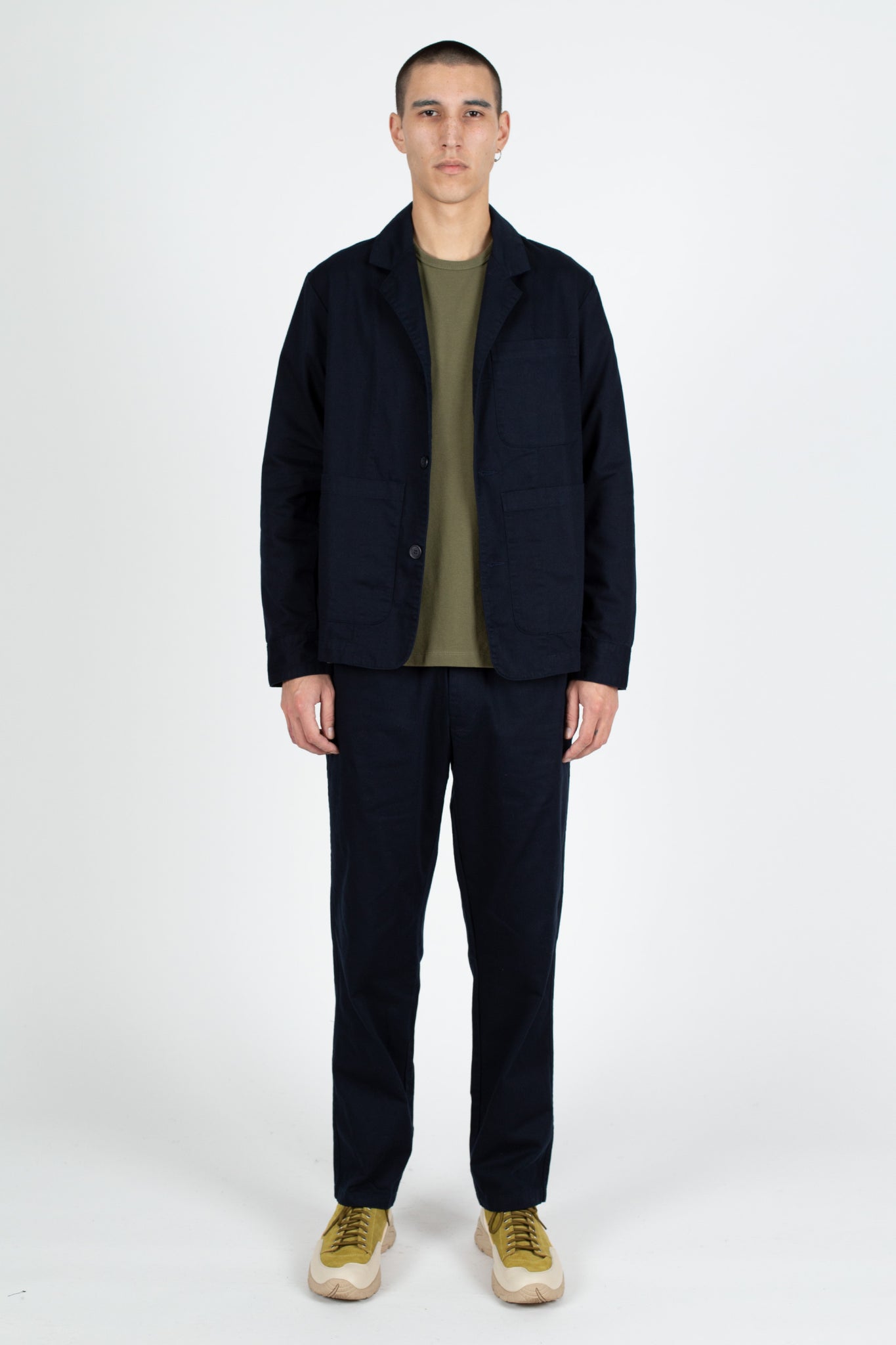 Box Blazer, Broken Twill, Navy