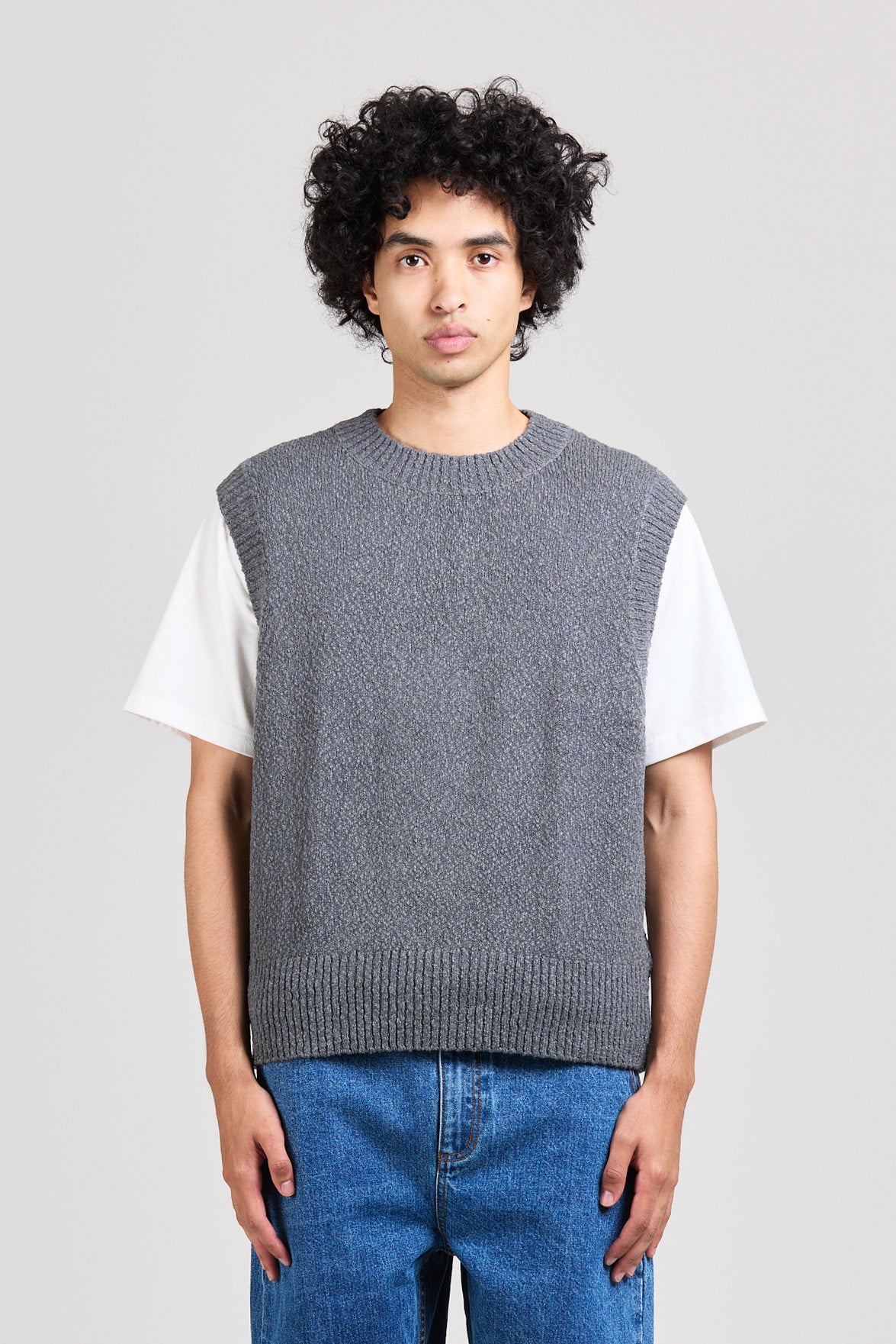 Boucle Crew Vest, Slate