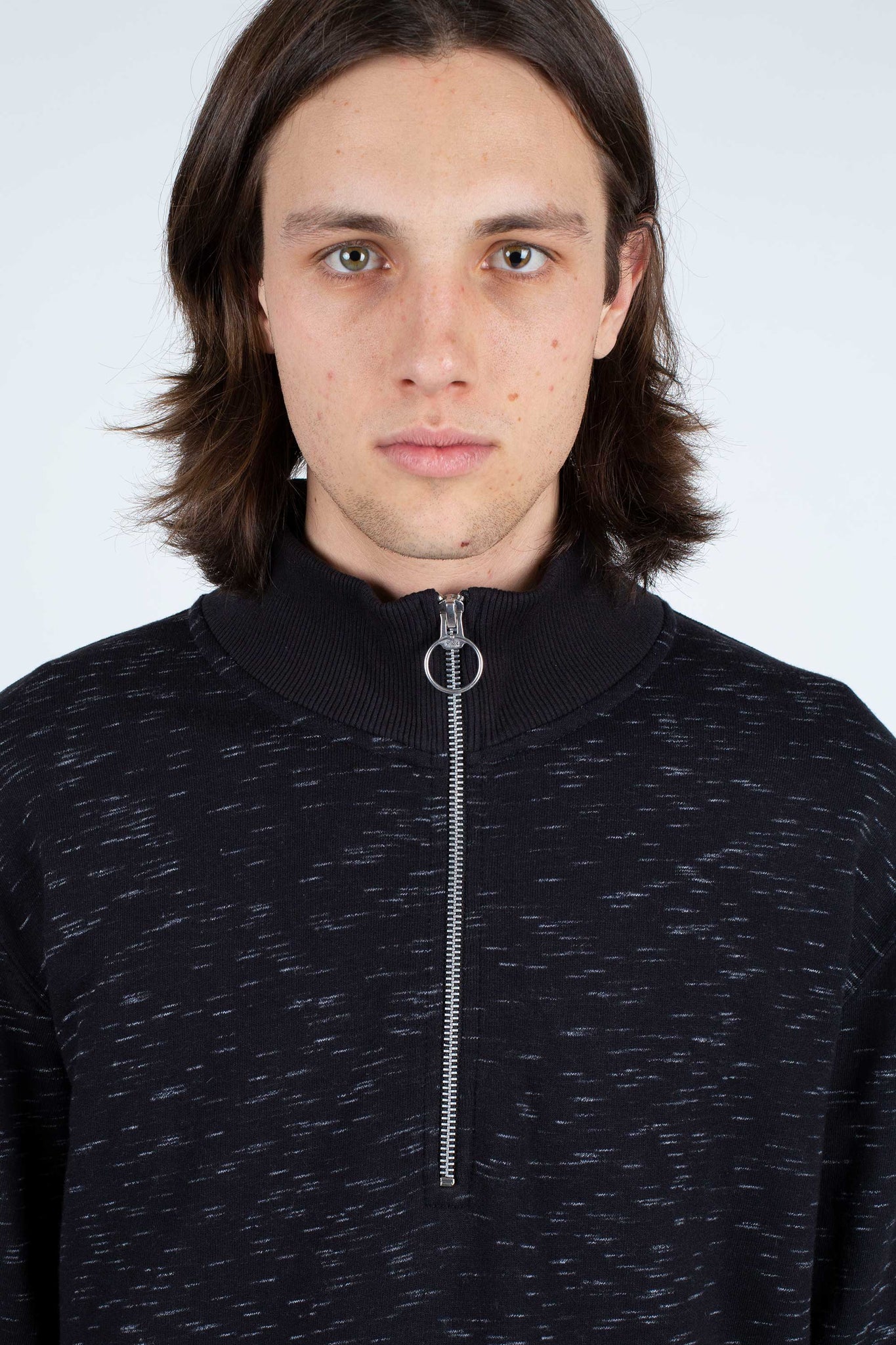 Zip Funnel Neck, Fleck