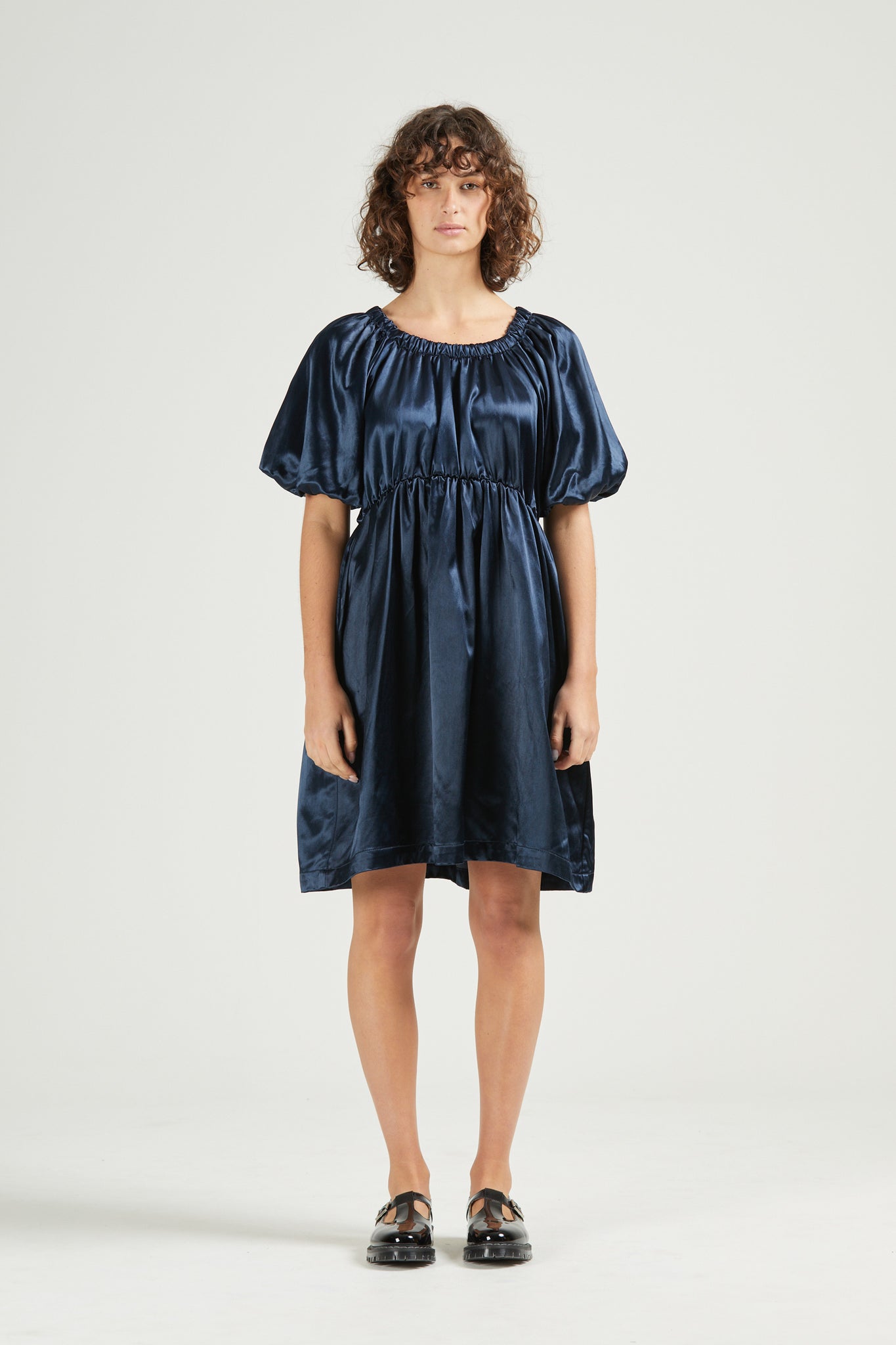 Metallic Party Dress, Navy