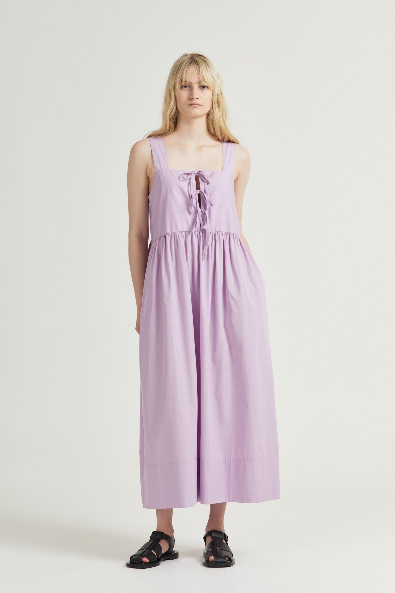 Poplin Tie Dress, Lotus