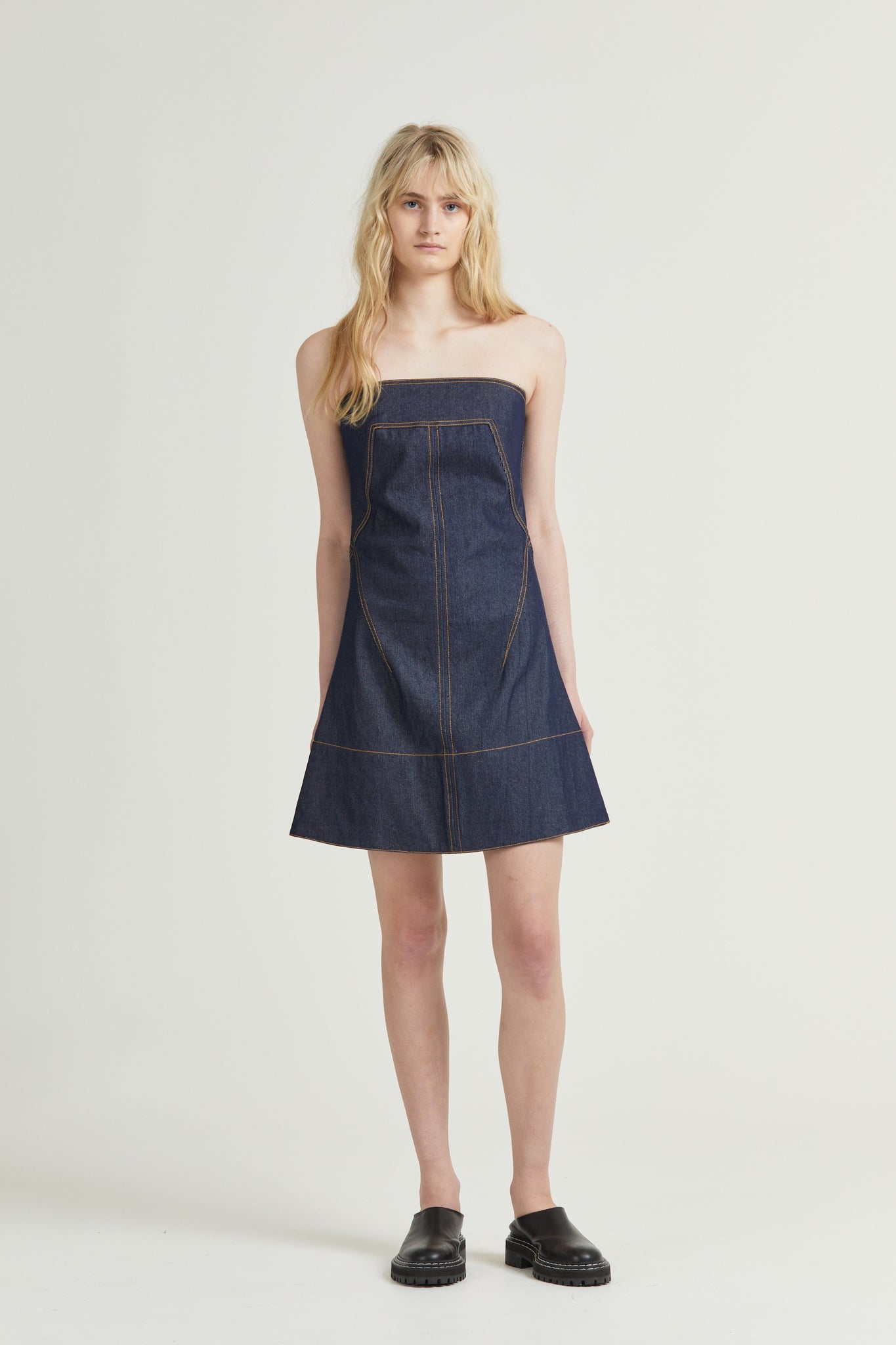 Denim Tulip Mini Dress