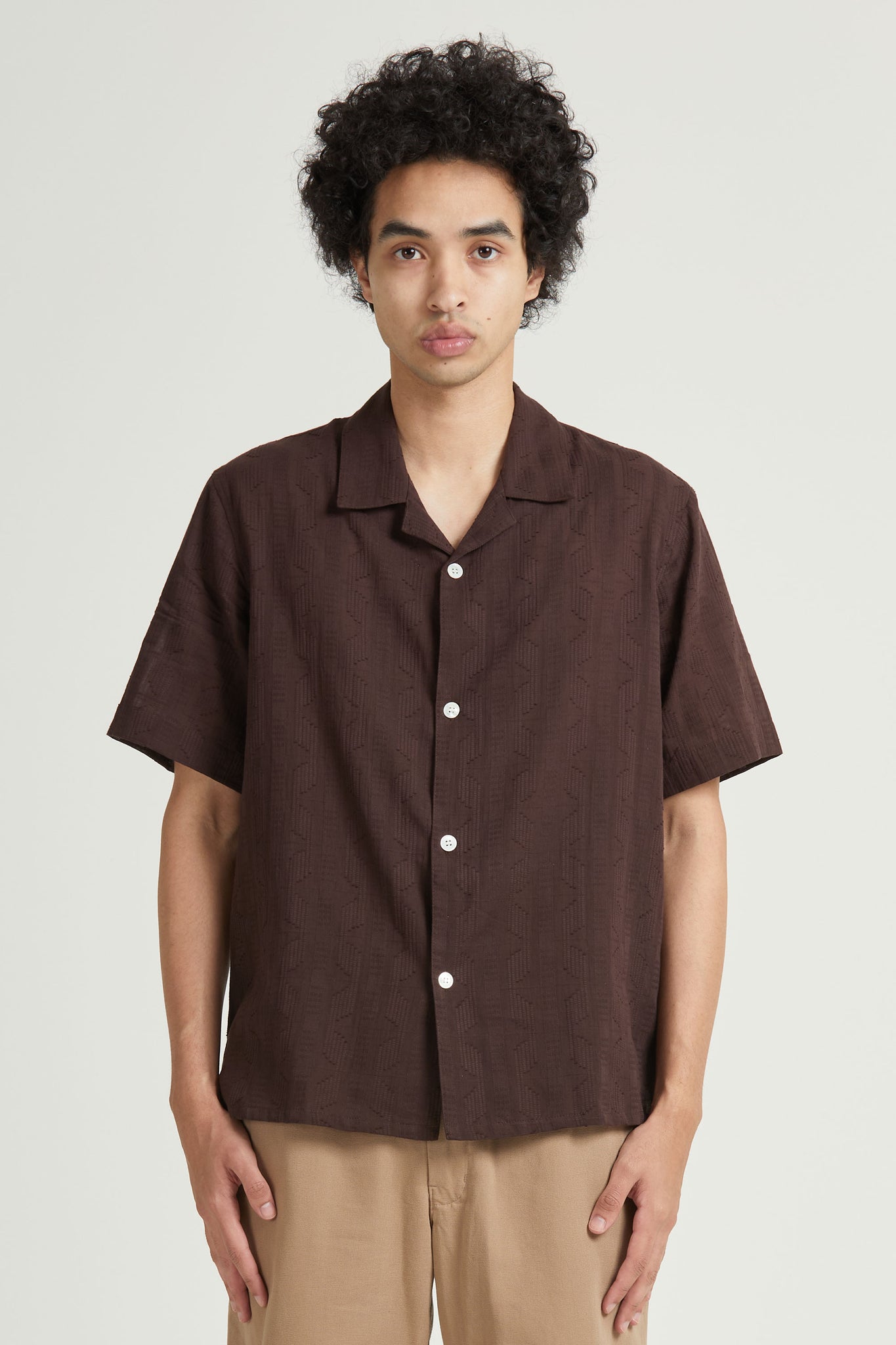 Mid West Short Sleeve, Dobby Weave, Espresso