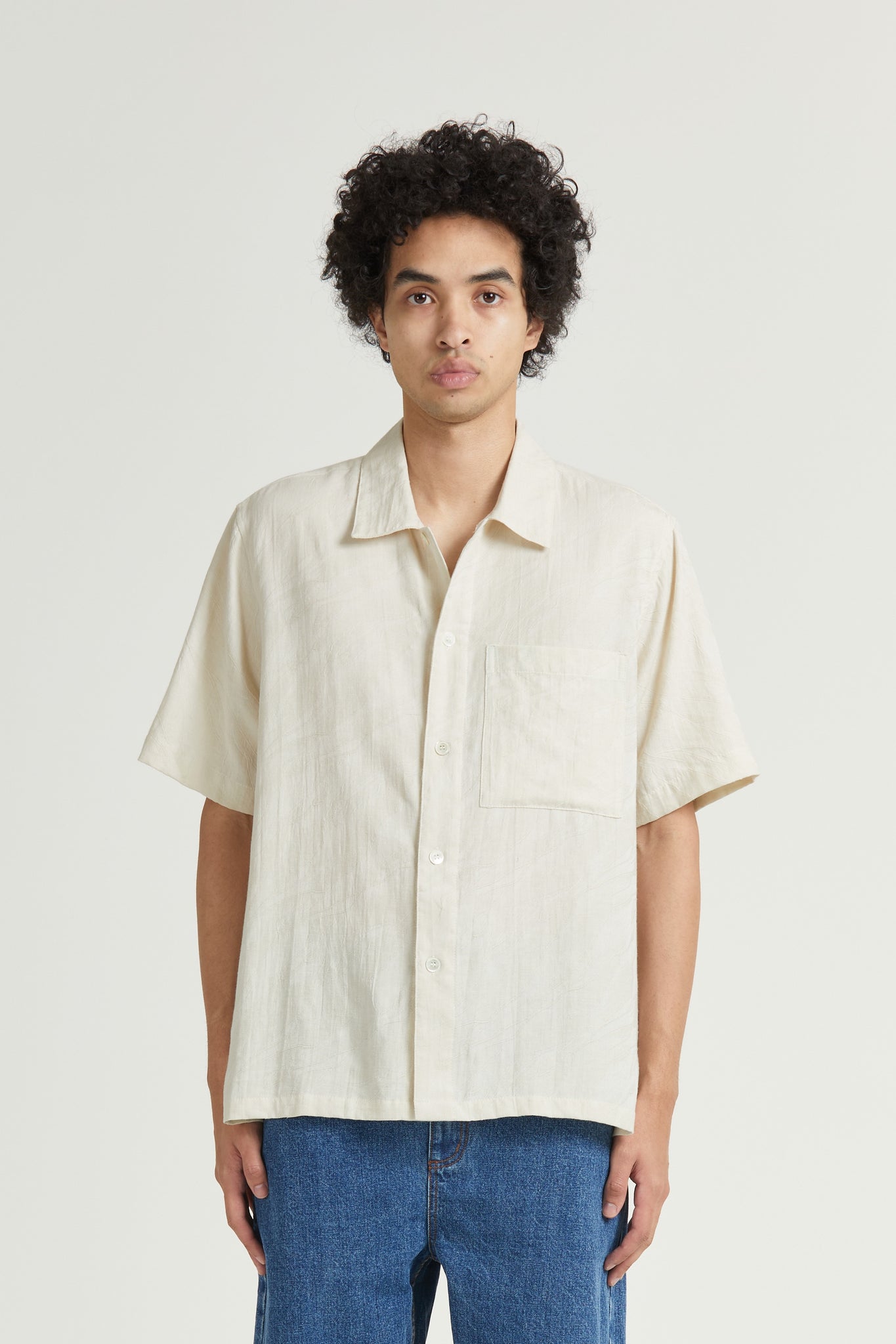 Box Shirt Short Sleeve, Wave Cotton, Fog