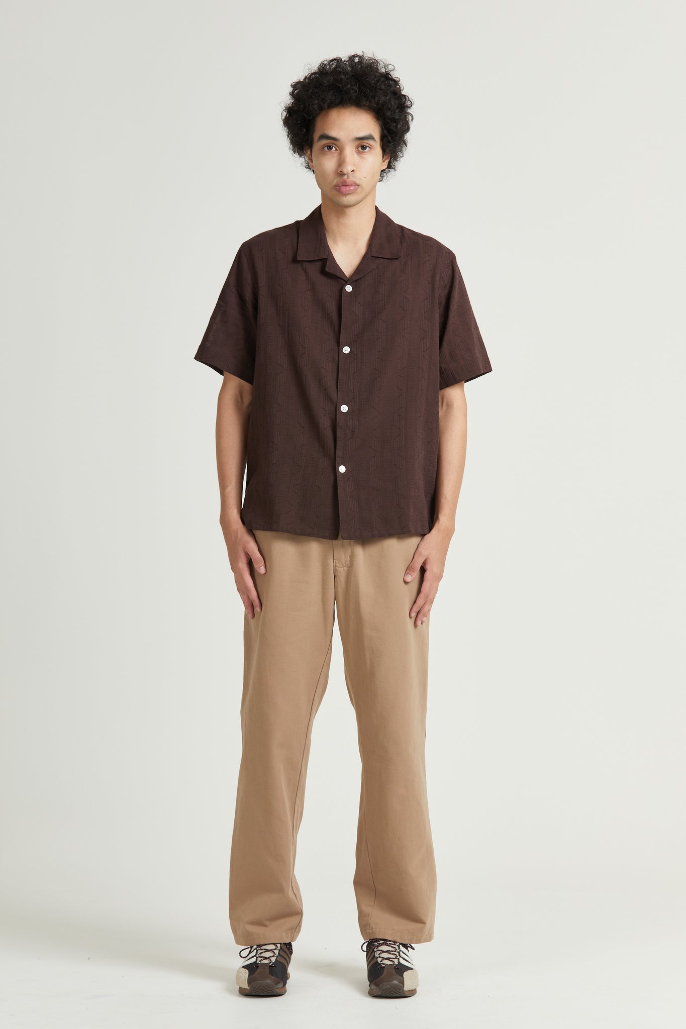 Mid West Short Sleeve, Dobby Weave, Espresso