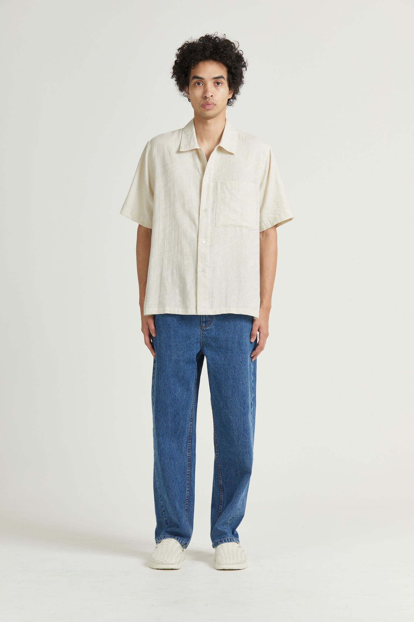 Box Shirt Short Sleeve, Wave Cotton, Fog