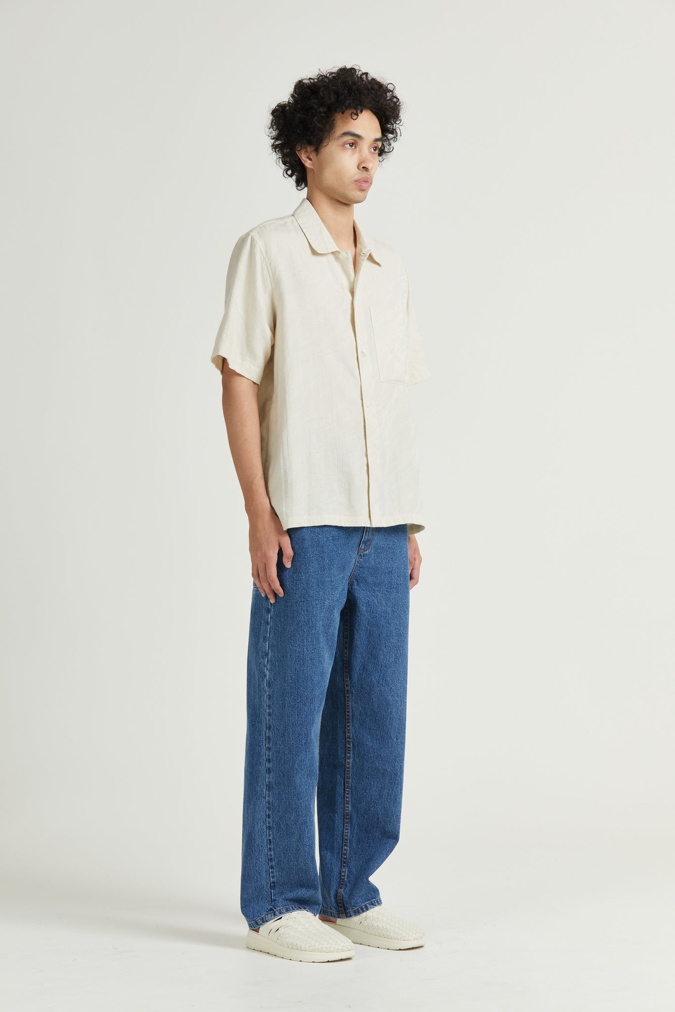 Box Shirt Short Sleeve, Wave Cotton, Fog