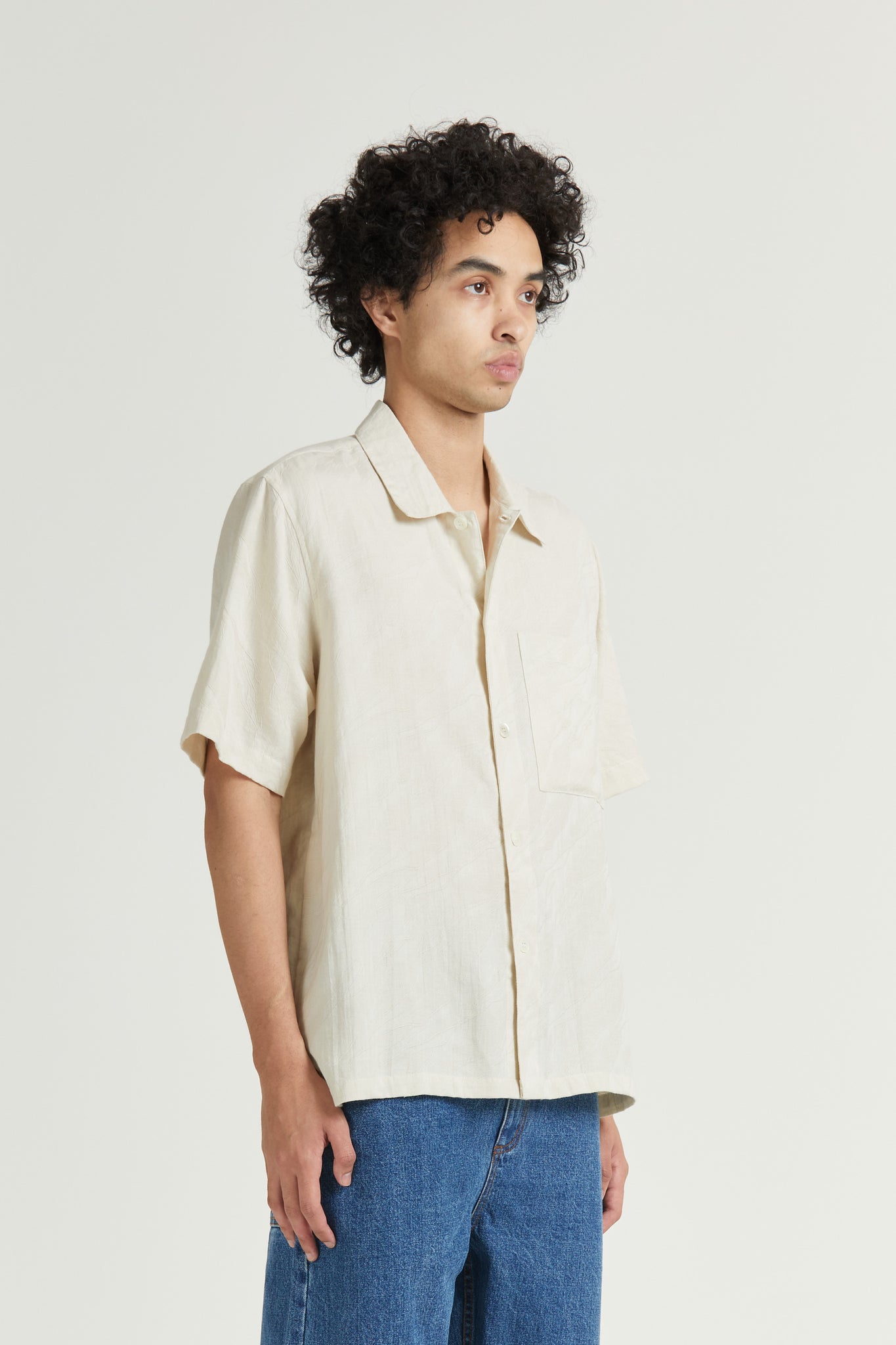 Box Shirt Short Sleeve, Wave Cotton, Fog