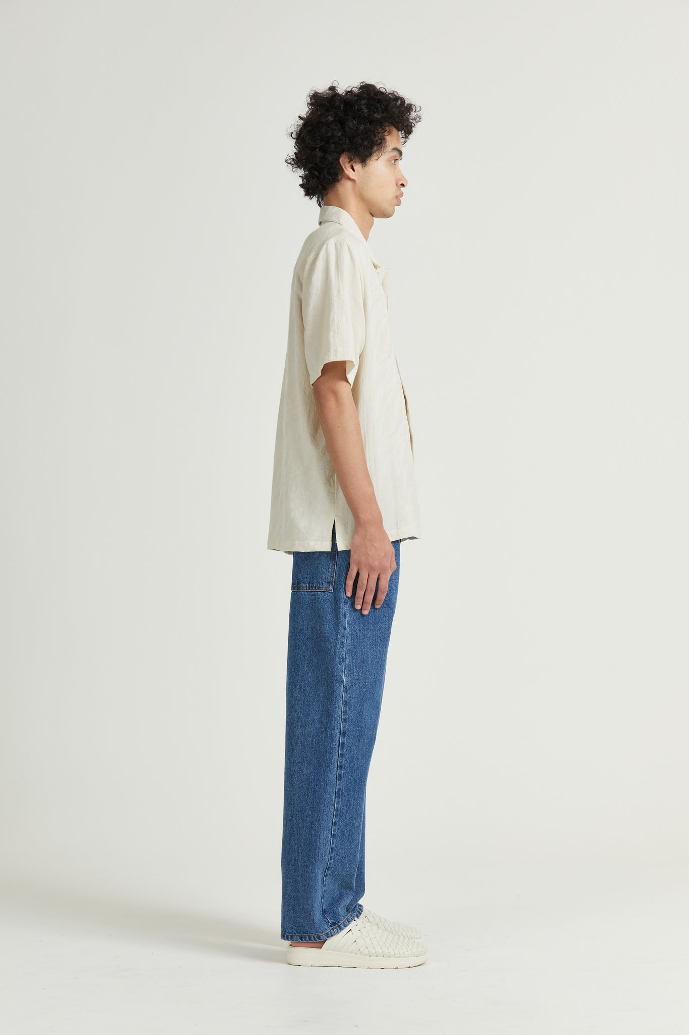 Box Shirt Short Sleeve, Wave Cotton, Fog