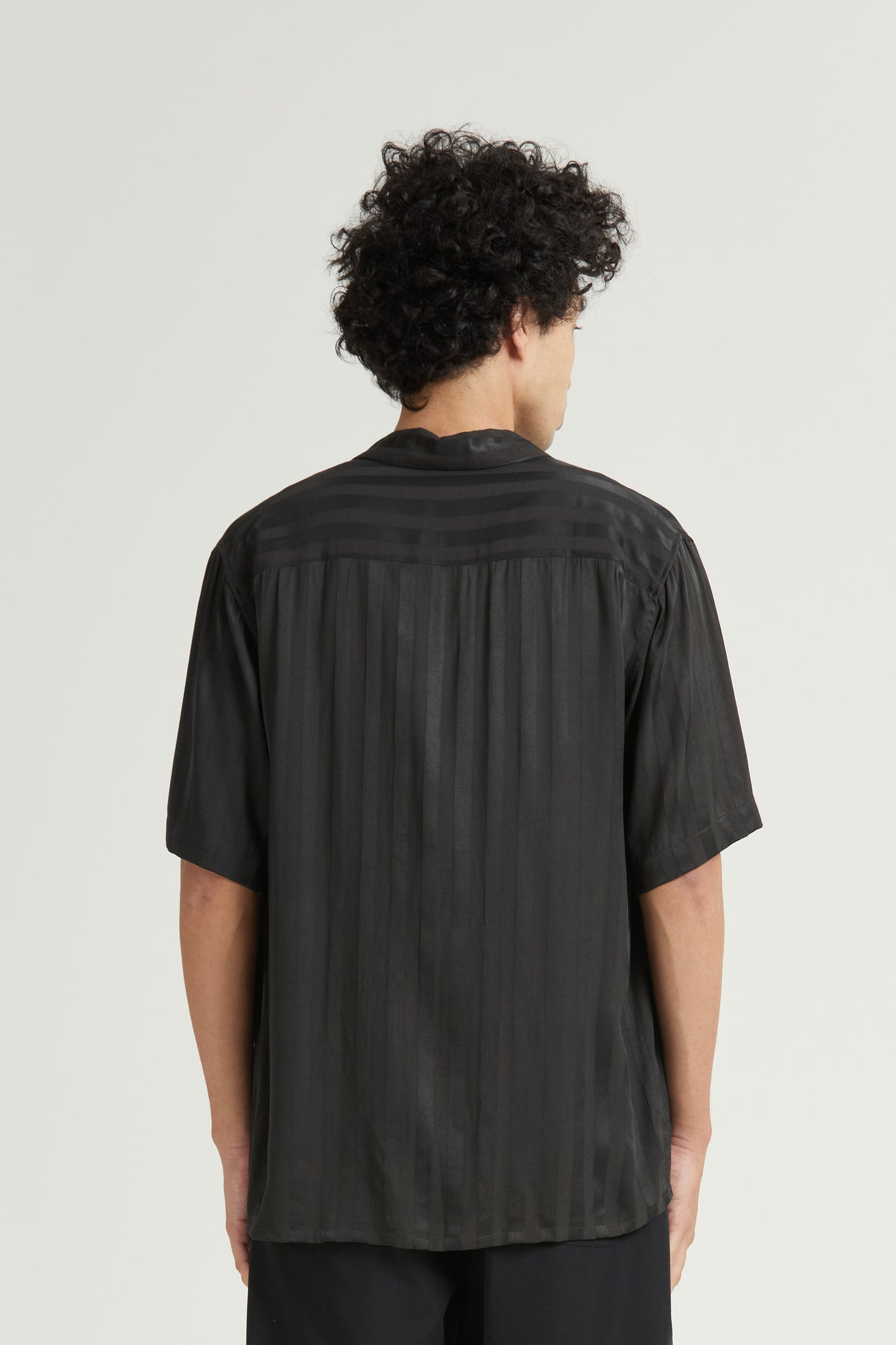 Mid West Short Sleeve, Viscose Stripe, Asphalt