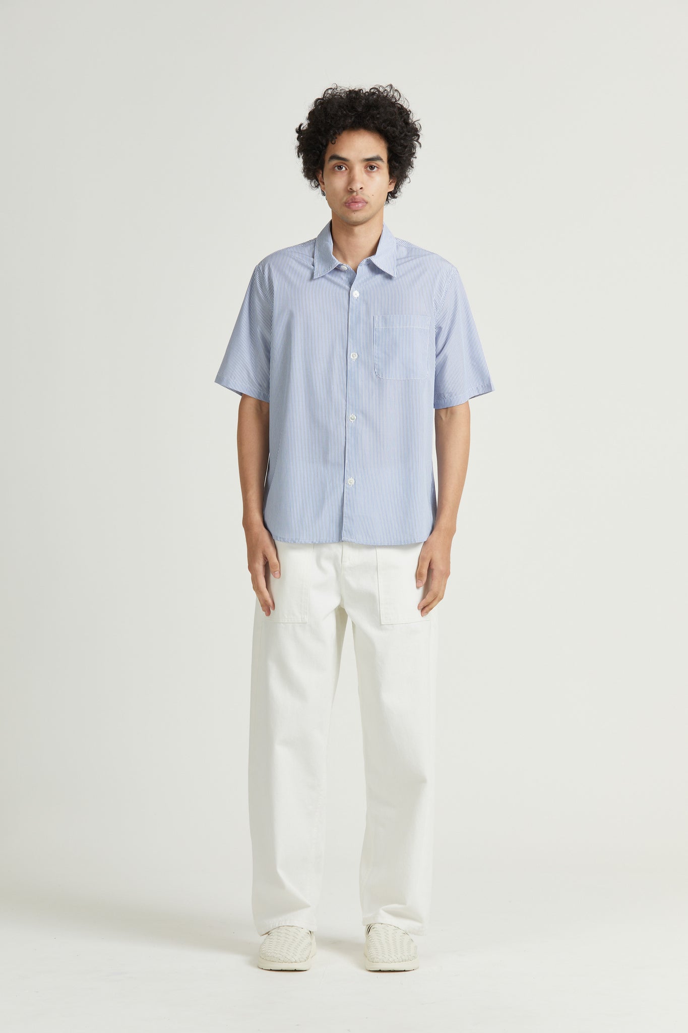 Men's Super Shirt SS, Bamboo Stripe, Blue