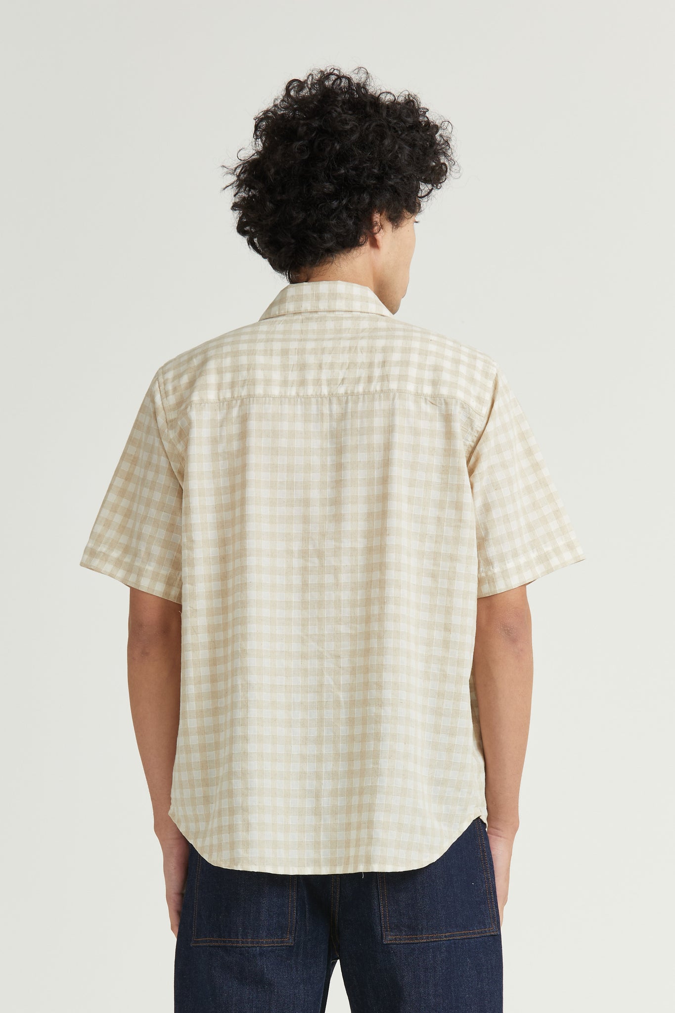 Short Sleeve Curve Shirt, Crinkle Check