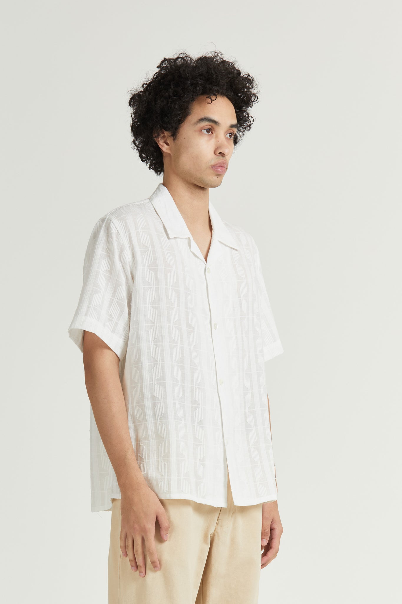 Mid West Short Sleeve, Dobby Weave, White