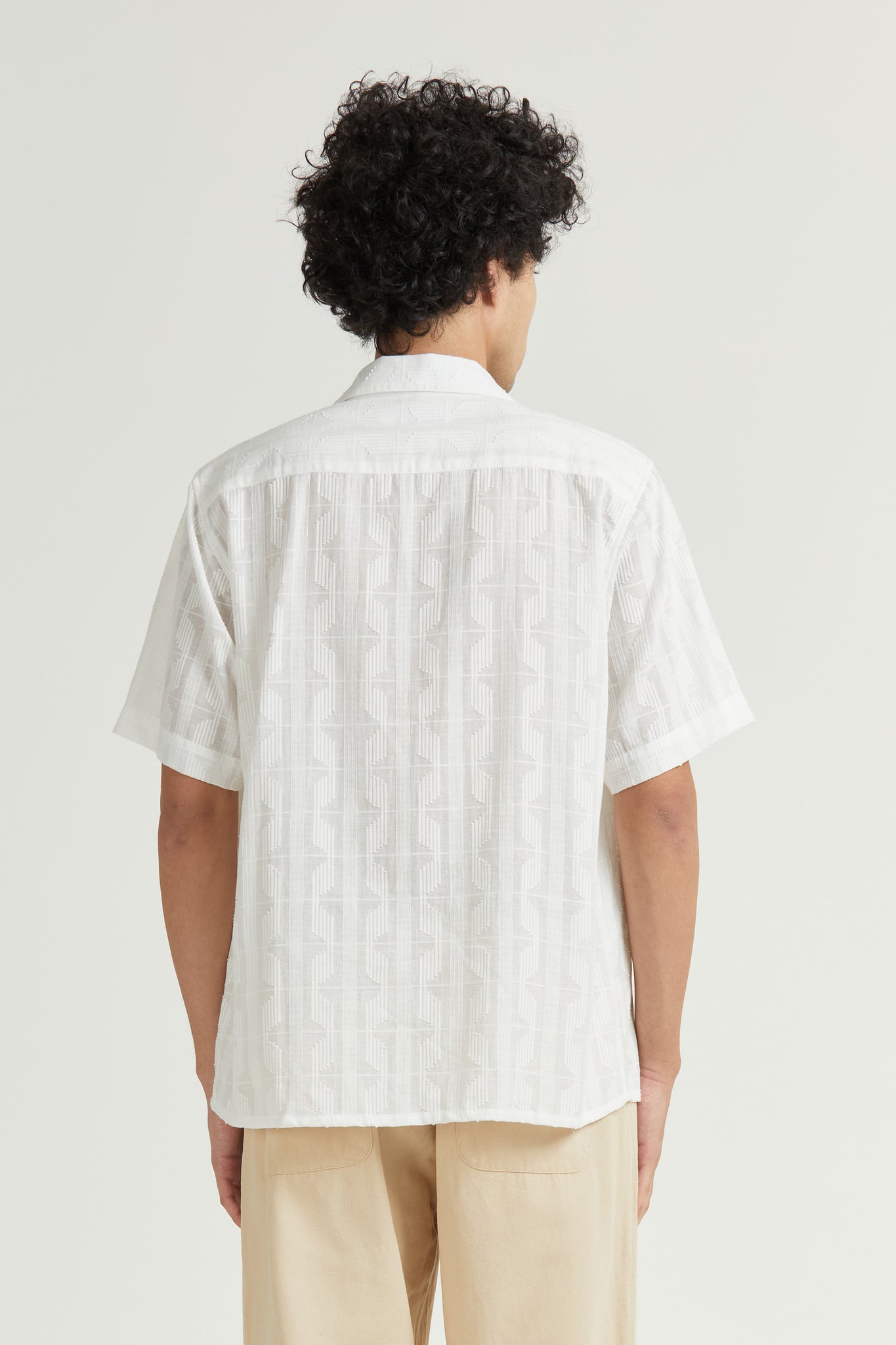 Mid West Short Sleeve, Dobby Weave, White