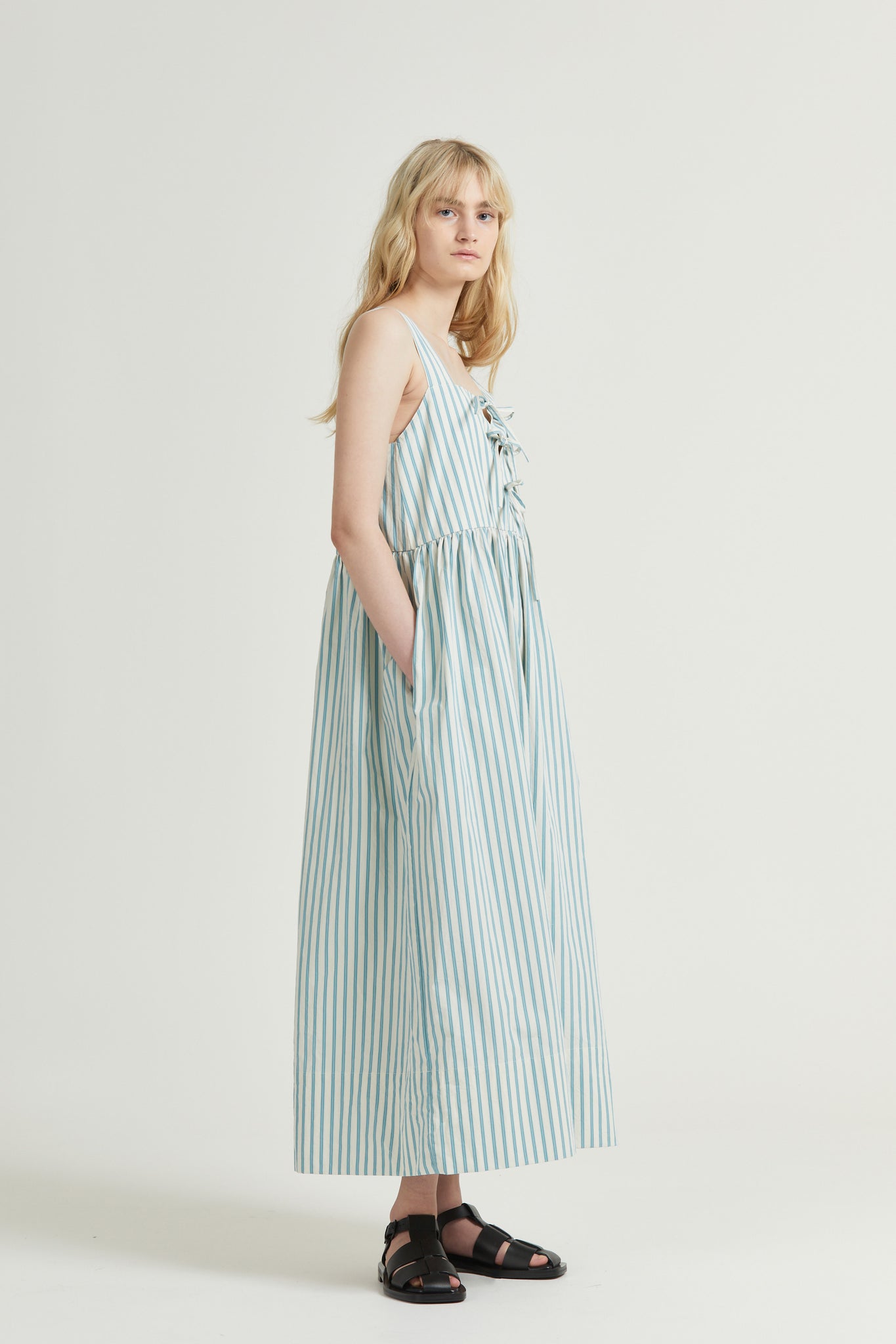 Poplin Tie Dress, Deck Stripe