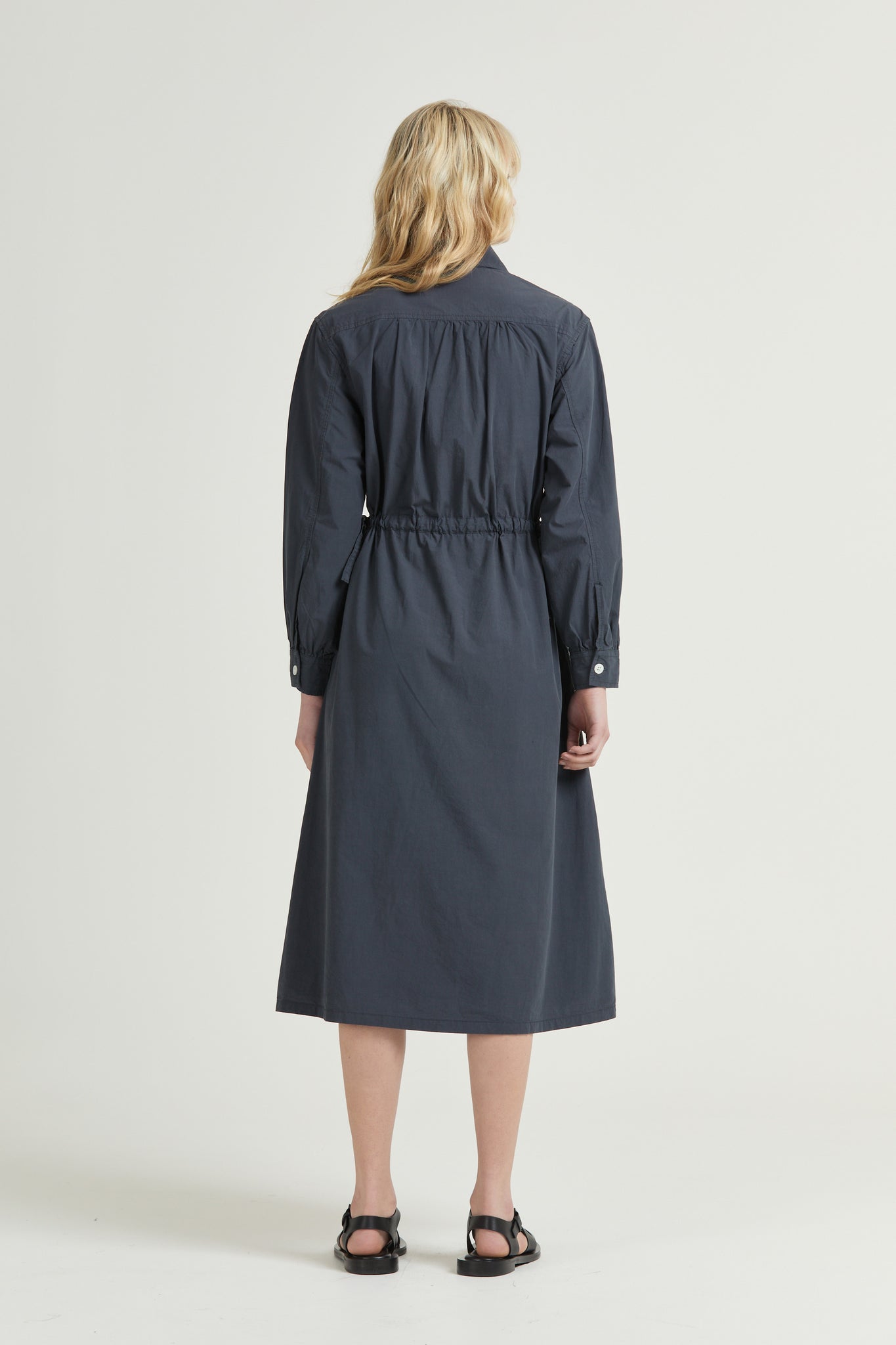 Drawcord Shirt Dress, Slate