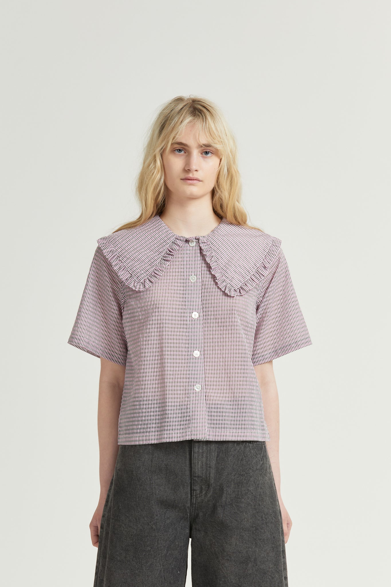 Big Frill Shirt SS, Lotus Check