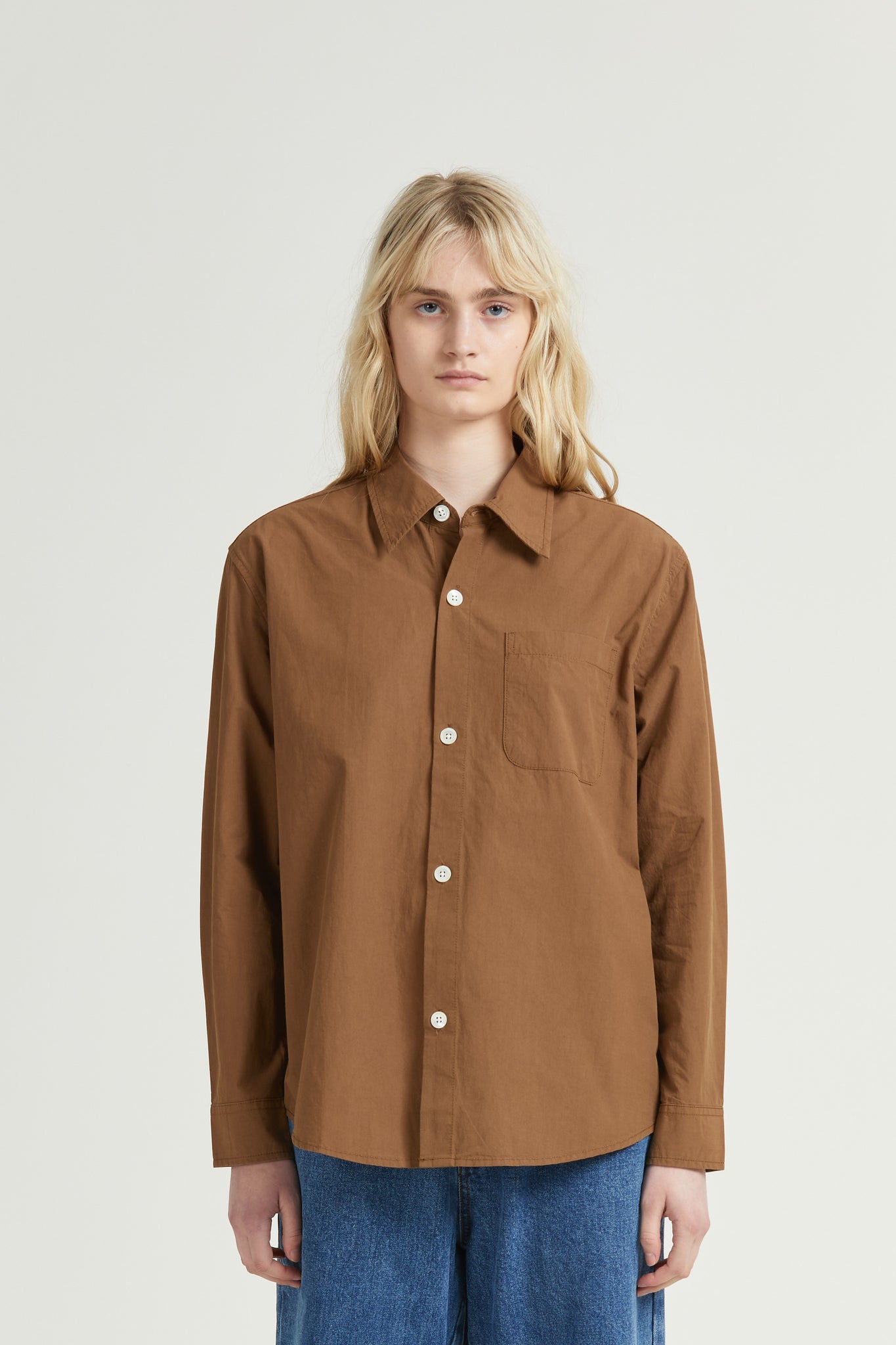 Women's Box Super Shirt, Poplin, Tan