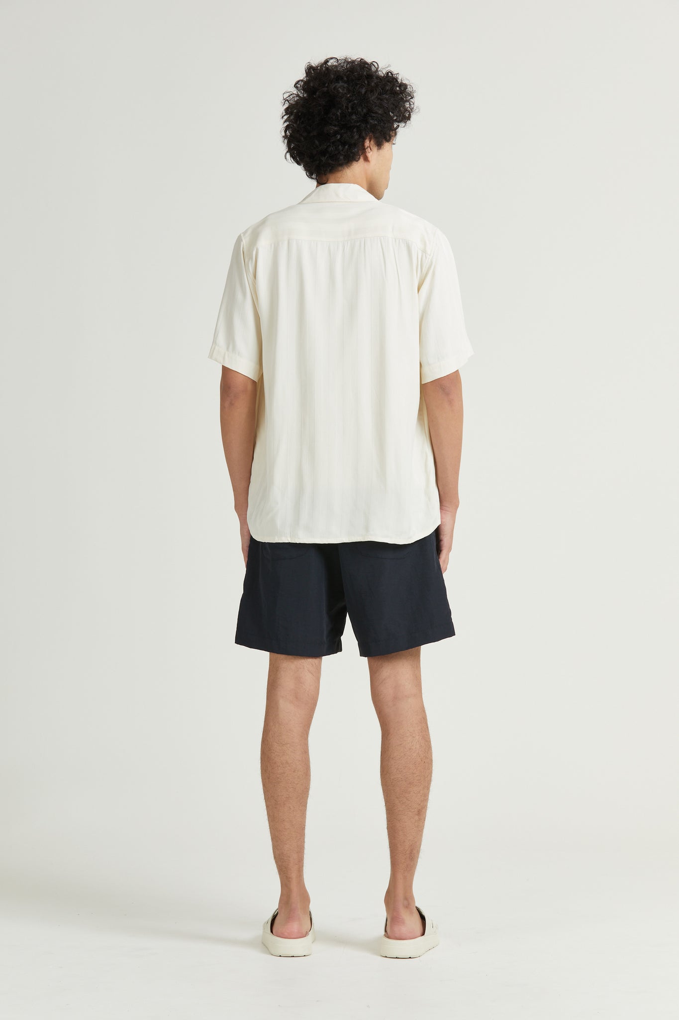 Mid West Short Sleeve, Viscose Stripe, Ecru