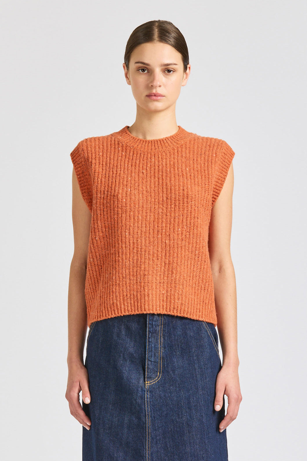 Crofter Crew Vest, Tangerine
