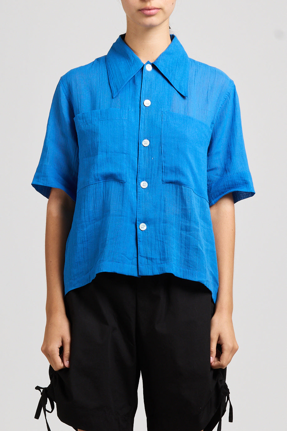 Sheer Pocket Shirt, Cobalt