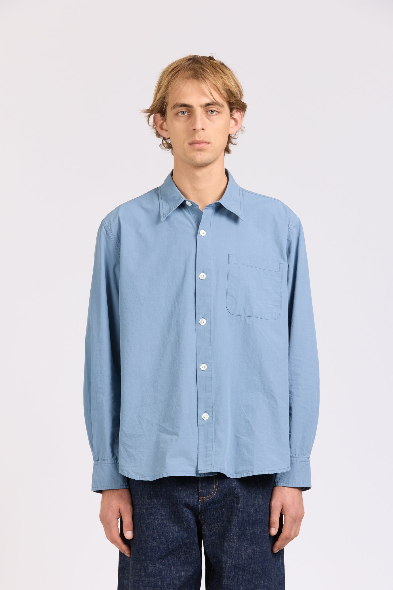 Men's Super Shirt, Poplin, Dusty Blue
