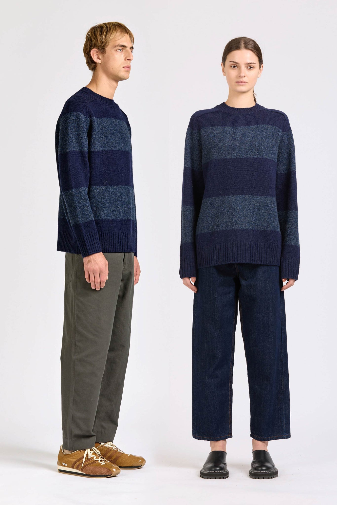 Fisherman Stripe Crew, Blue / Blue