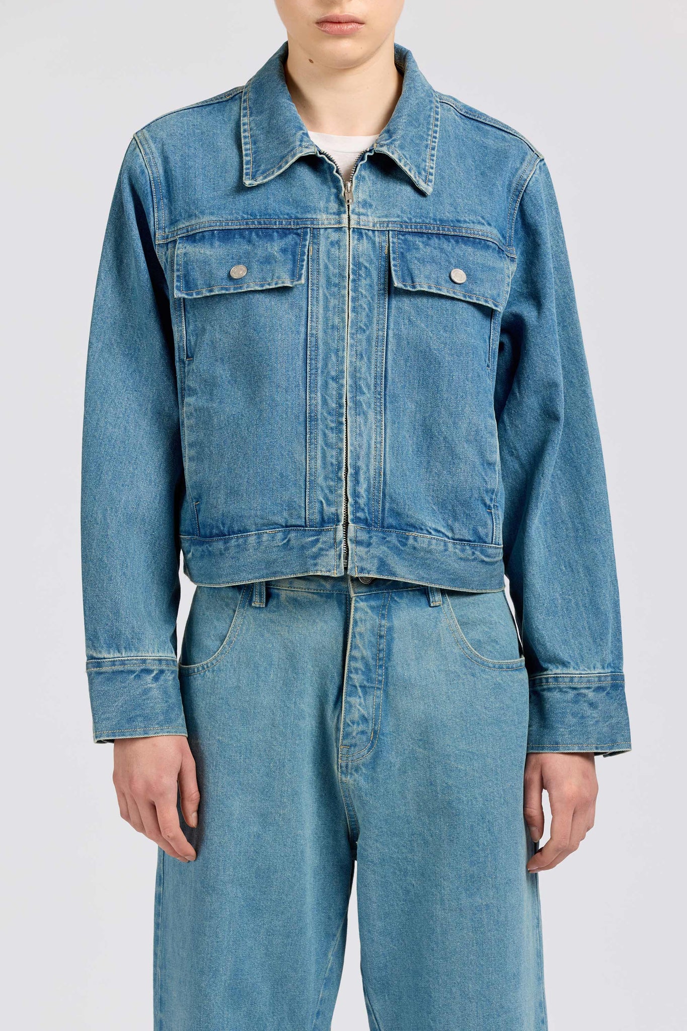 Zip Blouson, Selvedge Denim, Vintage Stonewash