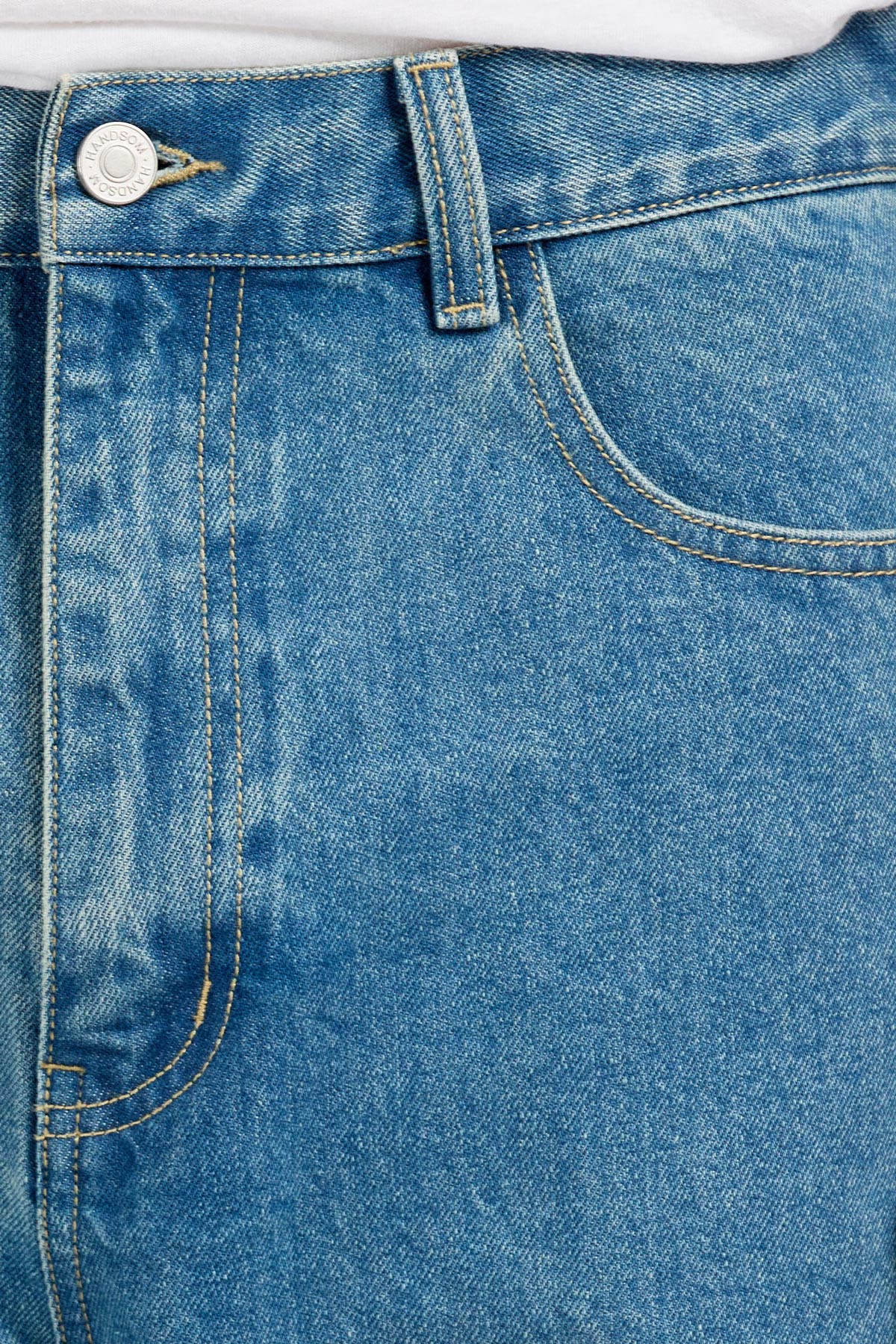 Men's Wide Leg Selvedge Jean, Stone Wash