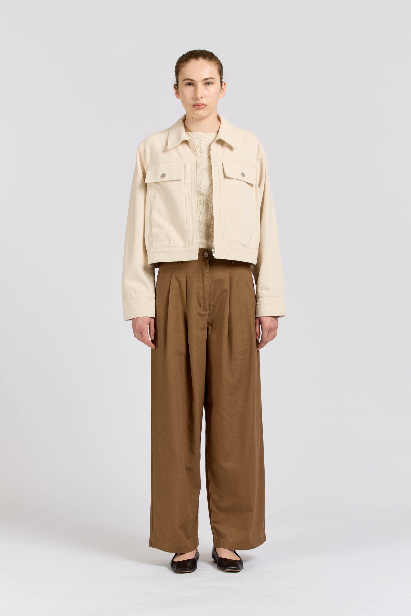 Zip Blouson, Twill, Natural