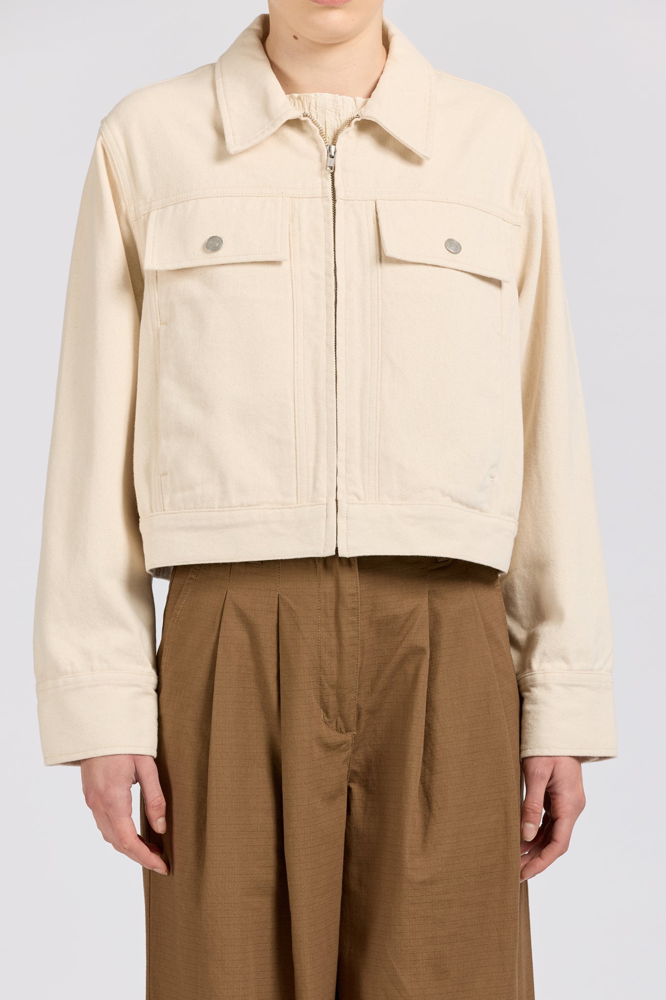 Zip Blouson, Twill, Natural