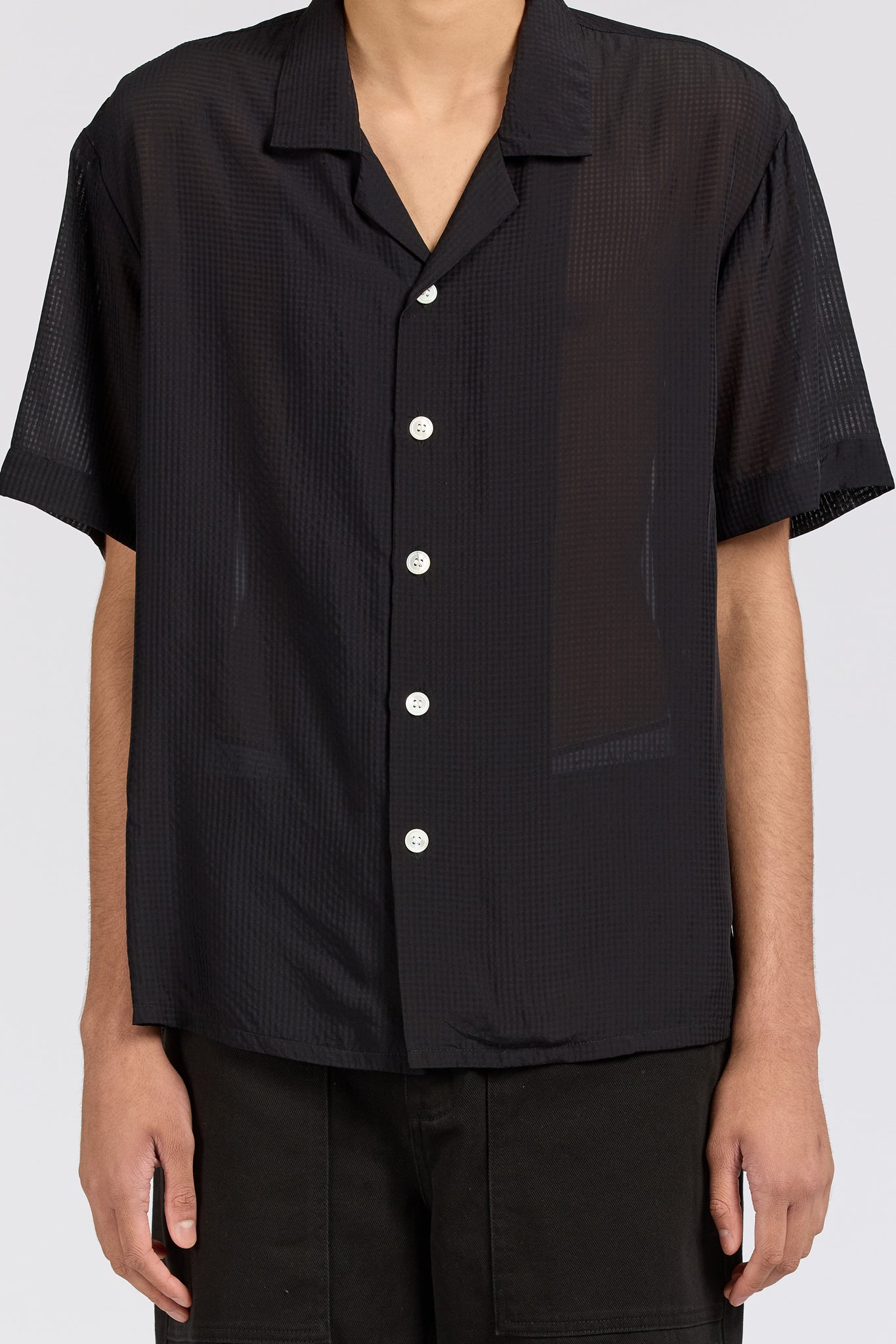 Numan Shirt, Silk Check, Black