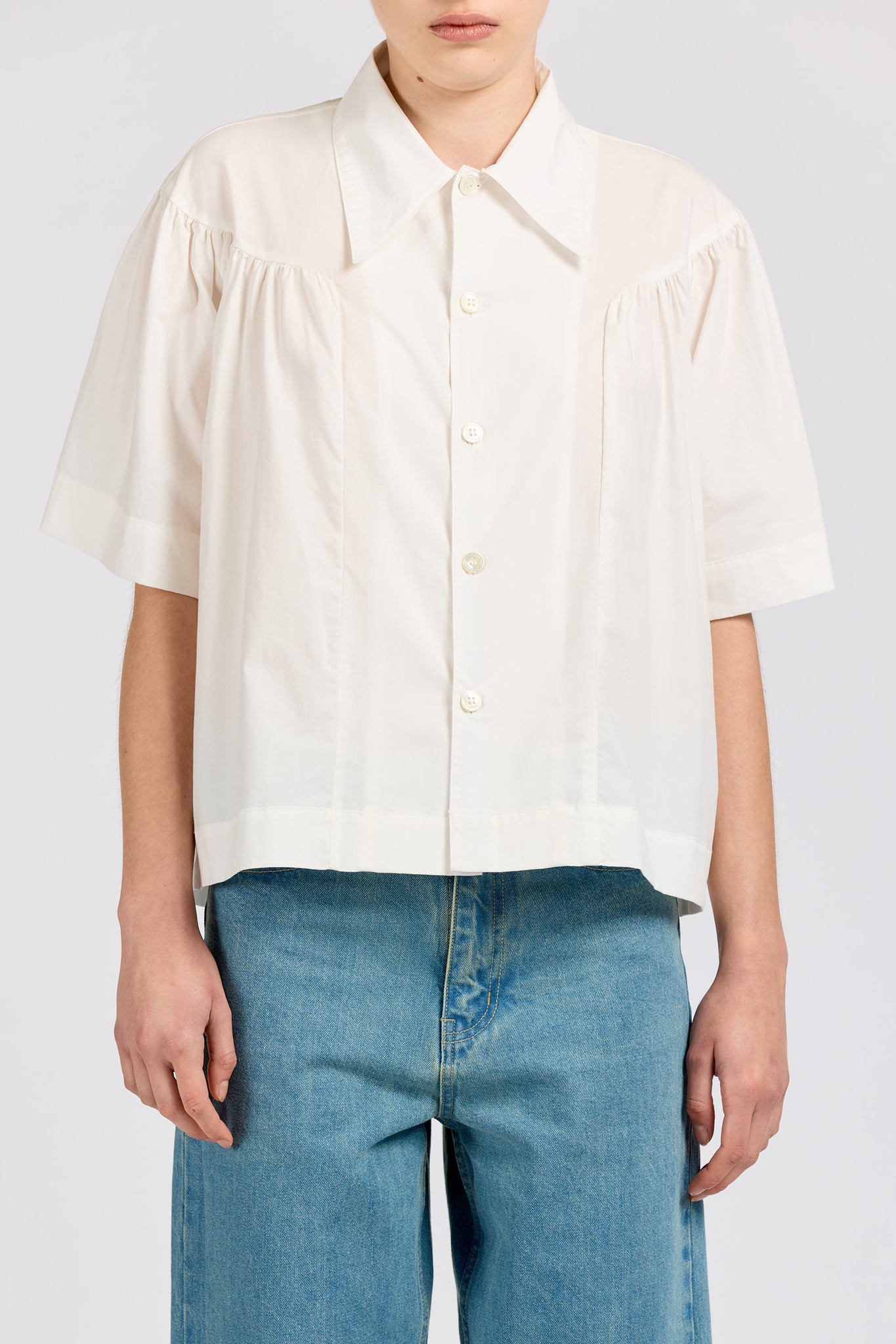 Moon Shirt Short Sleeve, Poplin, Off White
