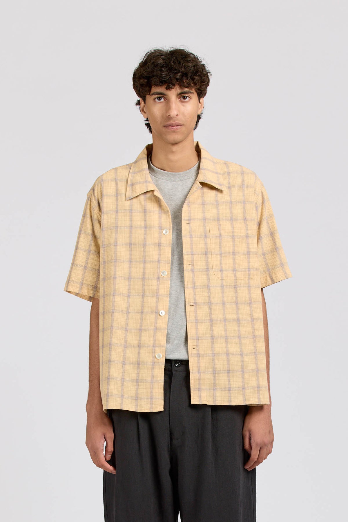 Extra Shirt Short Sleeve, Yellow Grey Check