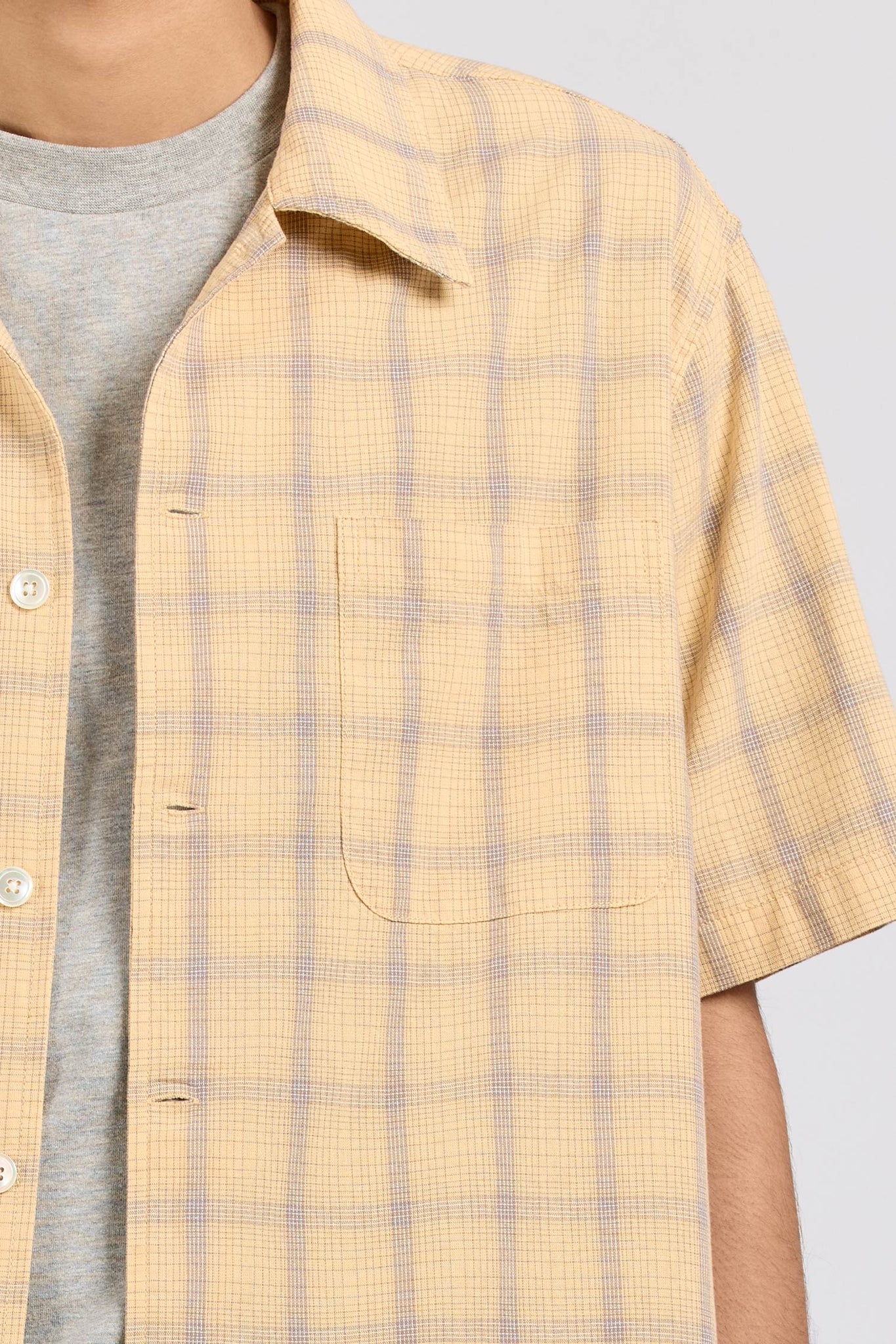 Extra Shirt Short Sleeve, Yellow Grey Check