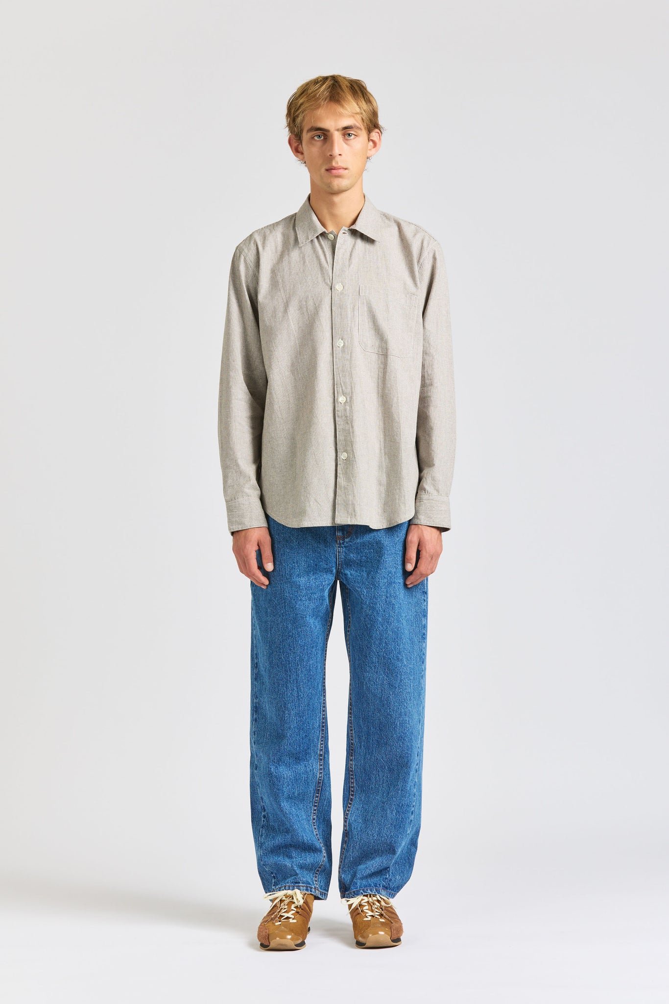 Curve Shirt, Puppytooth Linen