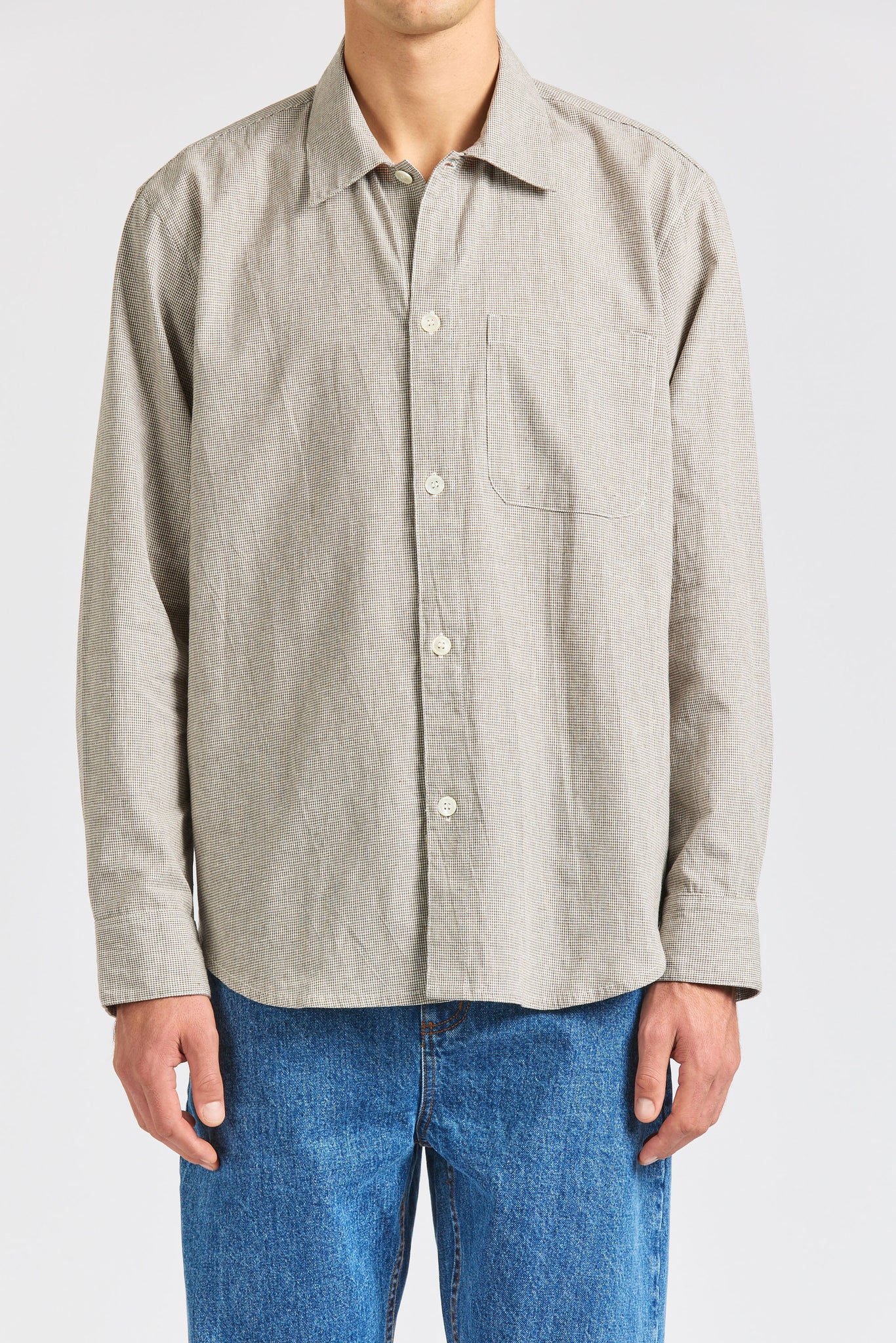 Curve Shirt, Puppytooth Linen