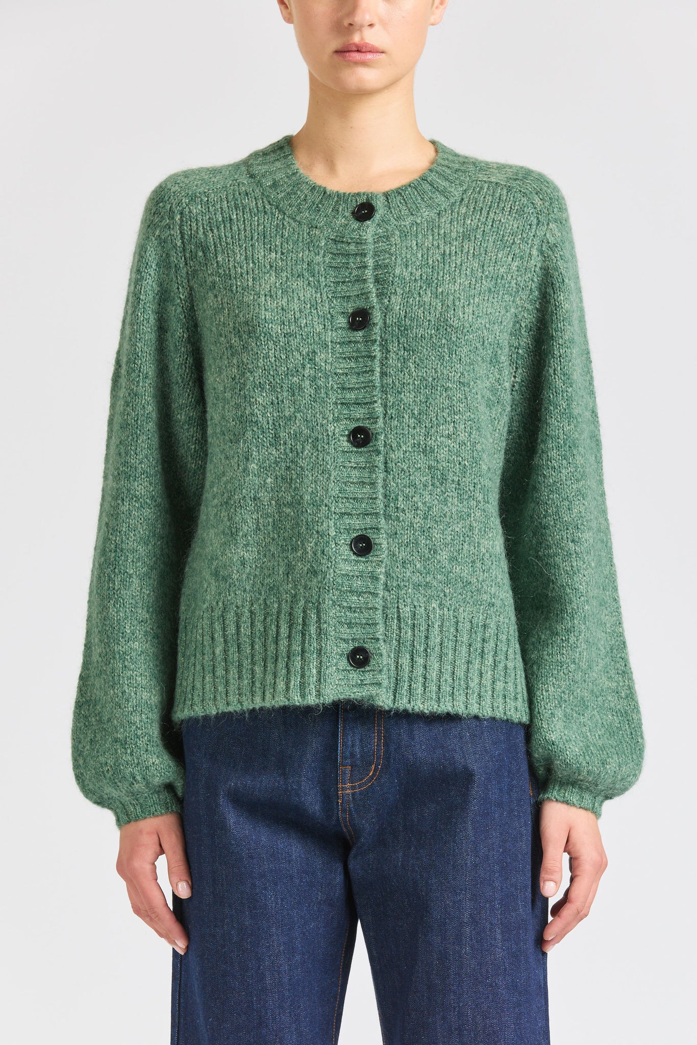 Balloon Sleeve Mohair Cardigan, Pond