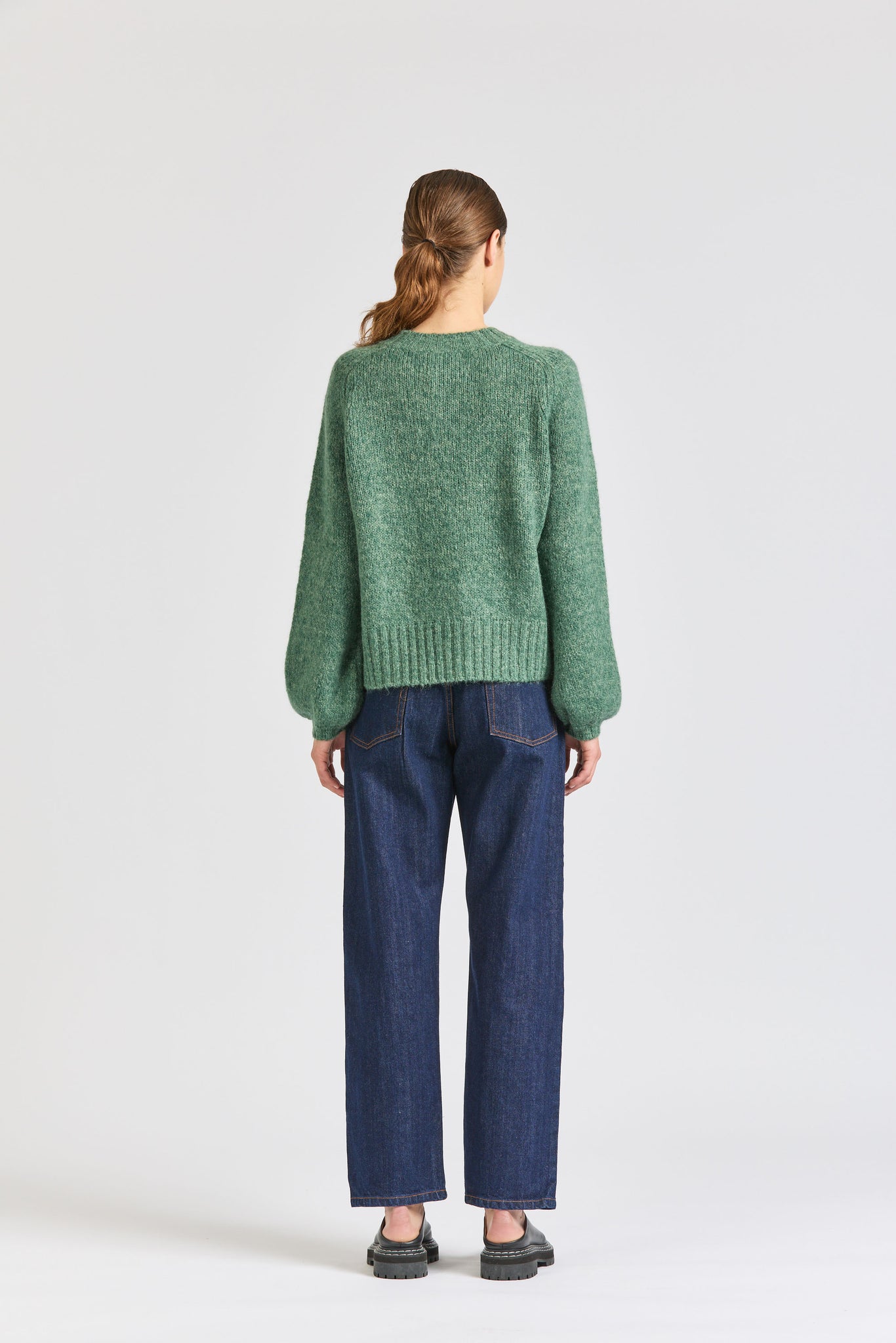 Balloon Sleeve Mohair Cardigan, Pond