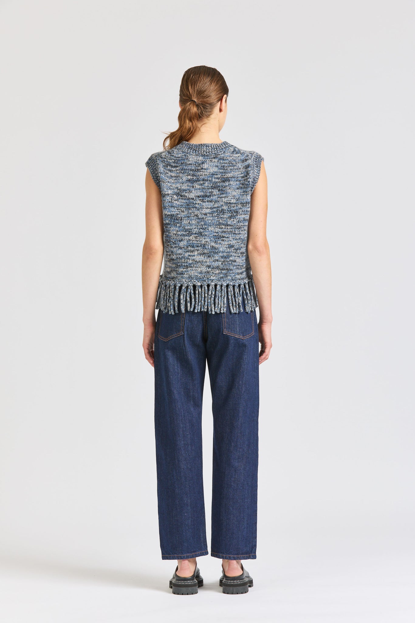 Fringe Vest, Blue Marle