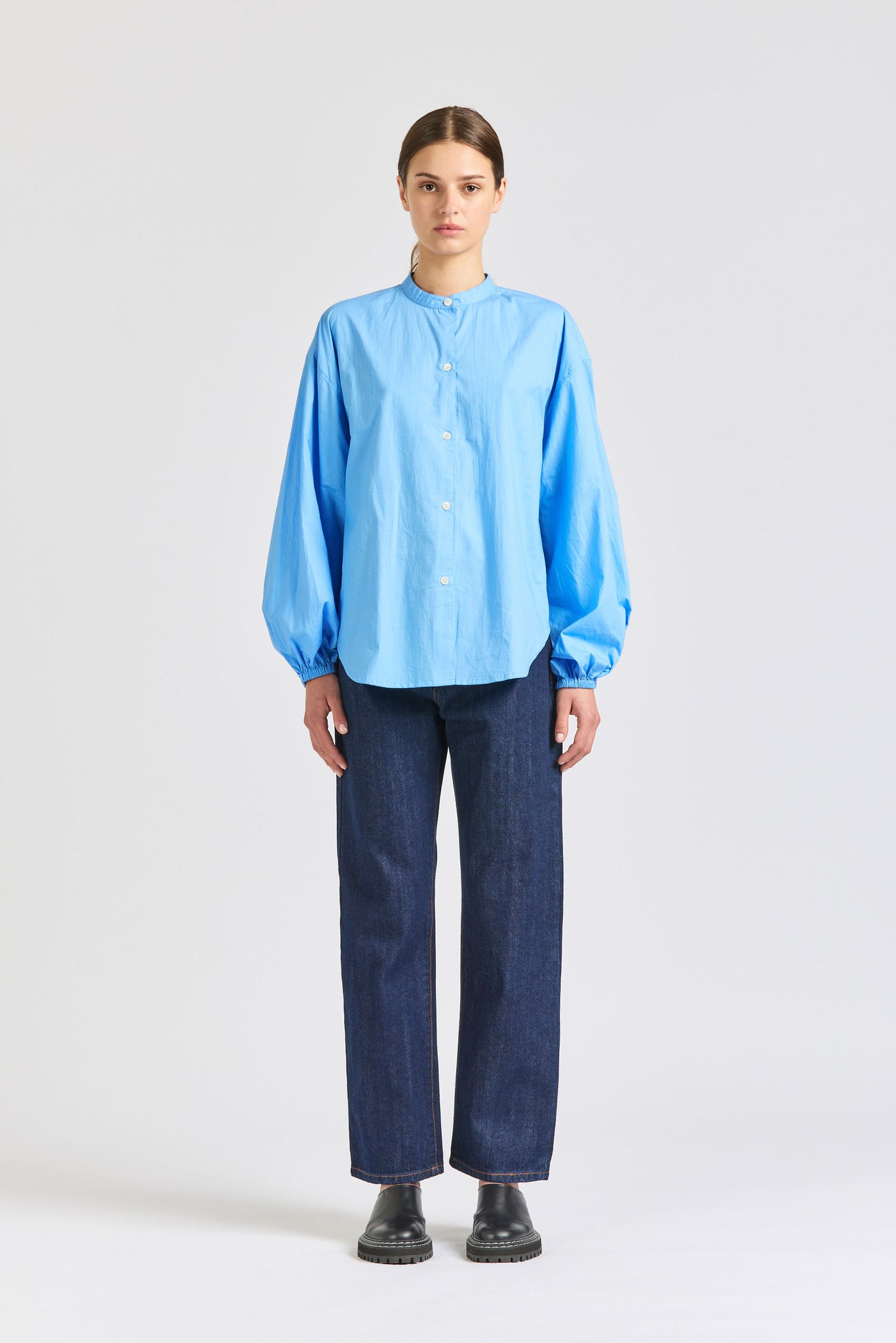 Puff Maxi Shirt, Poplin, Sky