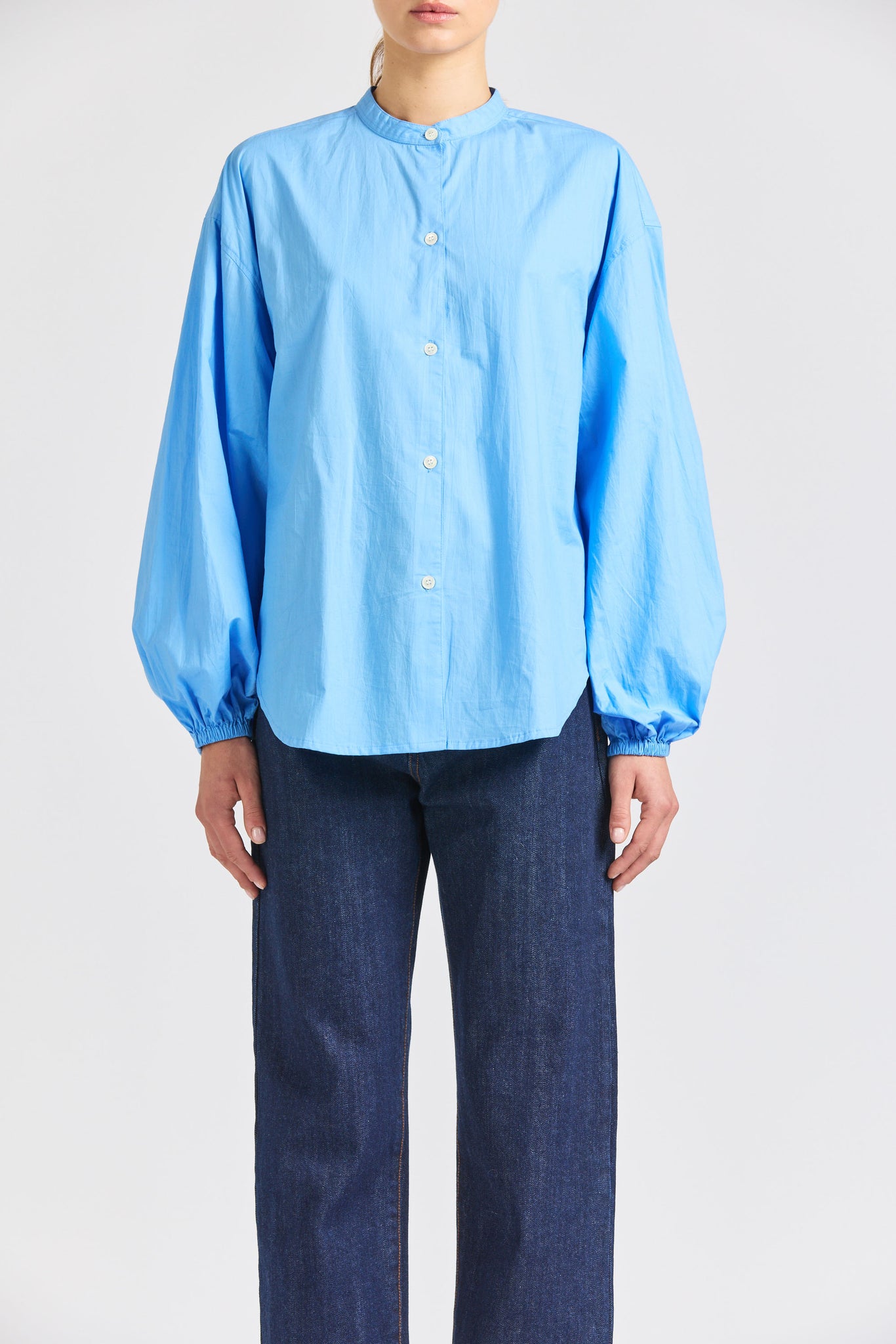 Puff Maxi Shirt, Poplin, Sky