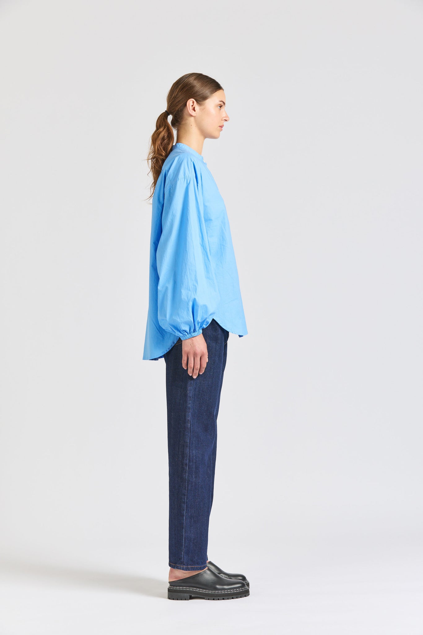 Puff Maxi Shirt, Poplin, Sky