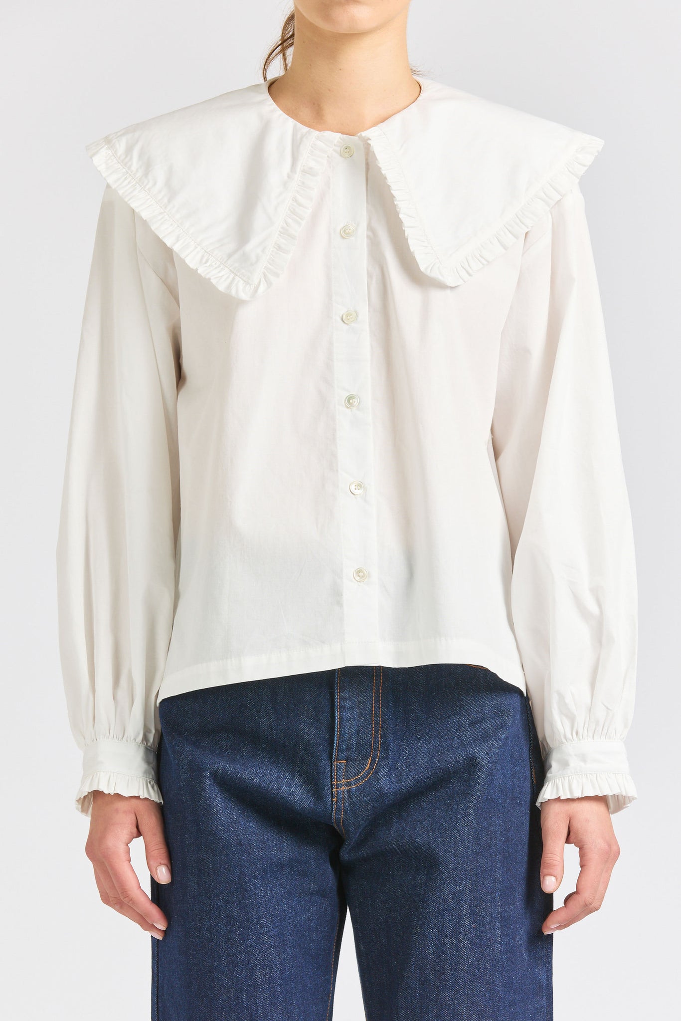 Big Frill Shirt, Poplin White