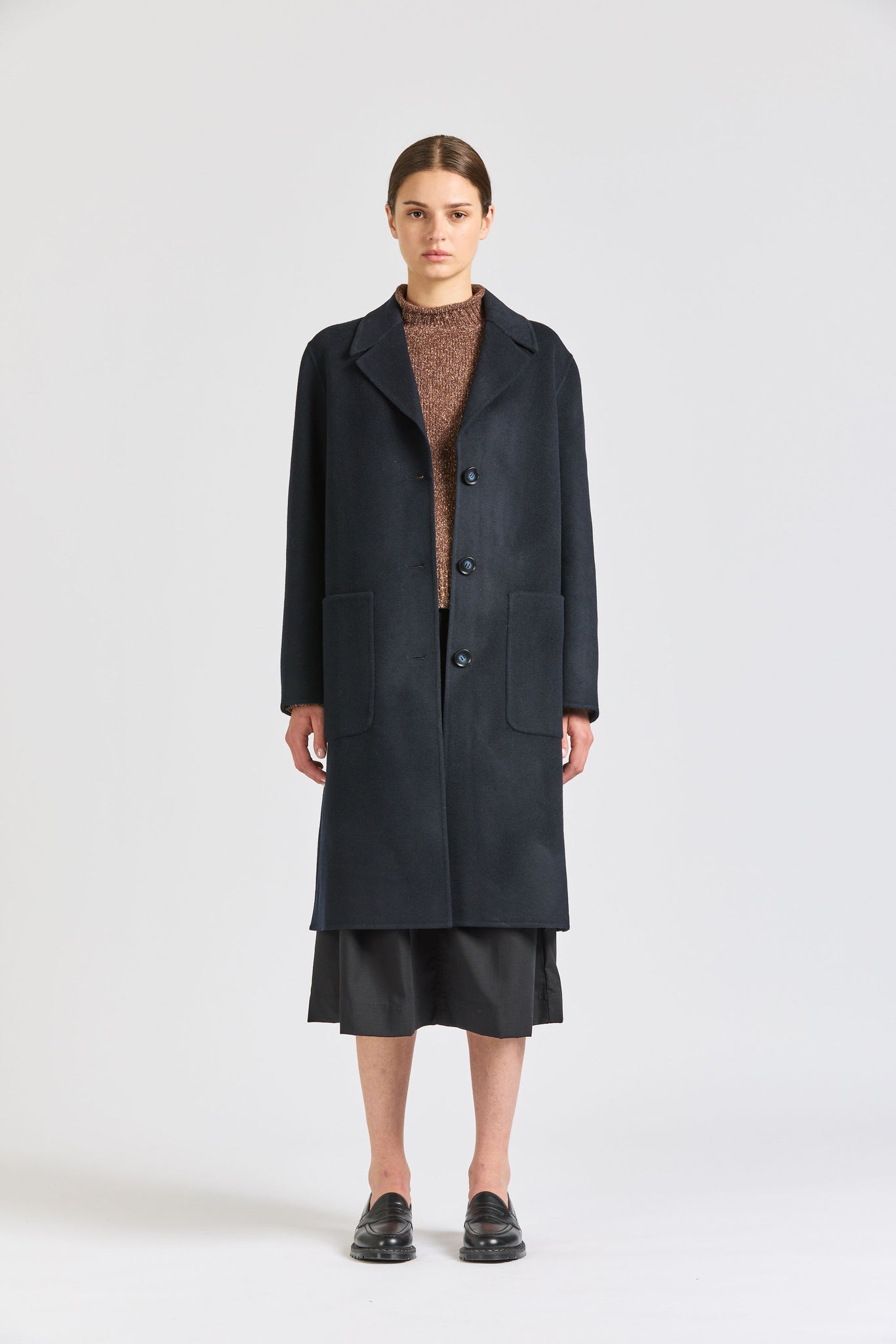 Women's Wool Overcoat, Midnight