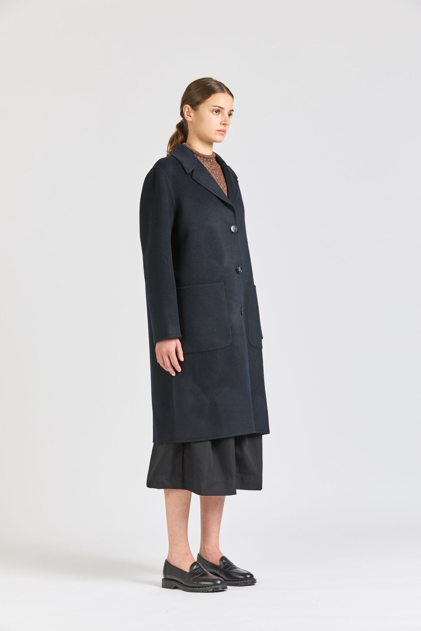 Women's Wool Overcoat, Midnight