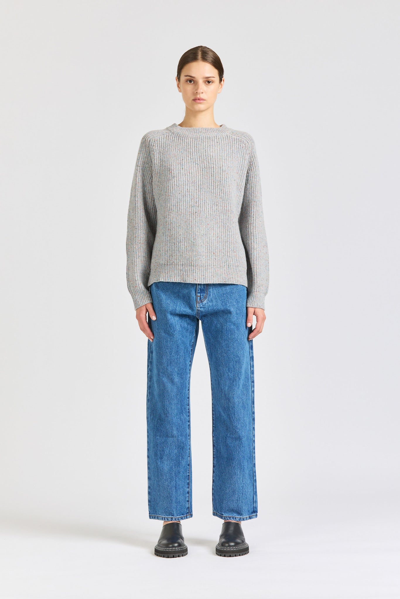 Ribbed Crew, Grey Rainbow