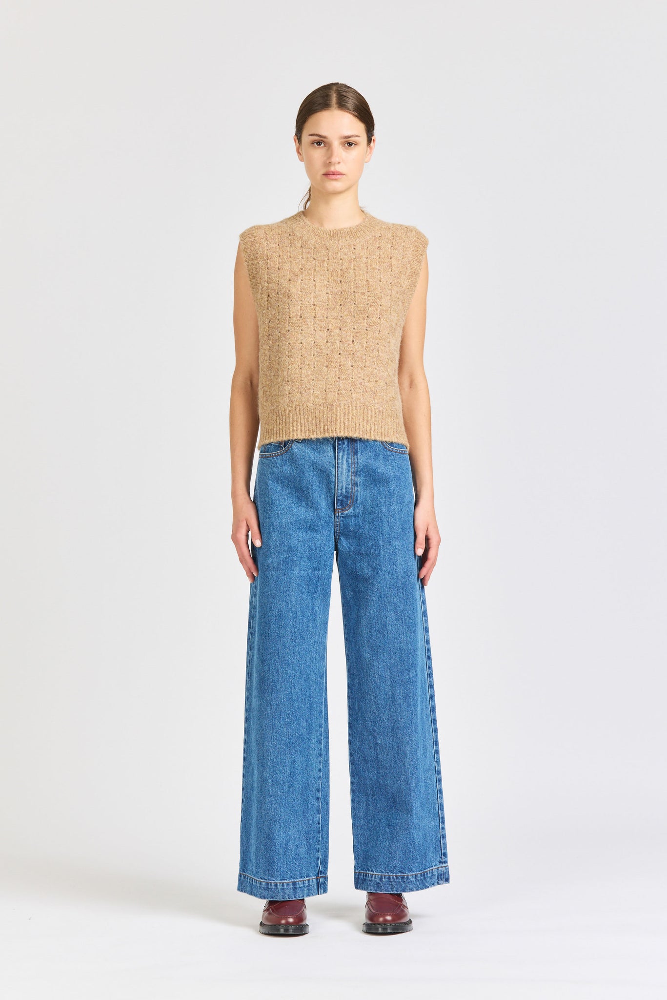Basket Weave Vest, Toffee